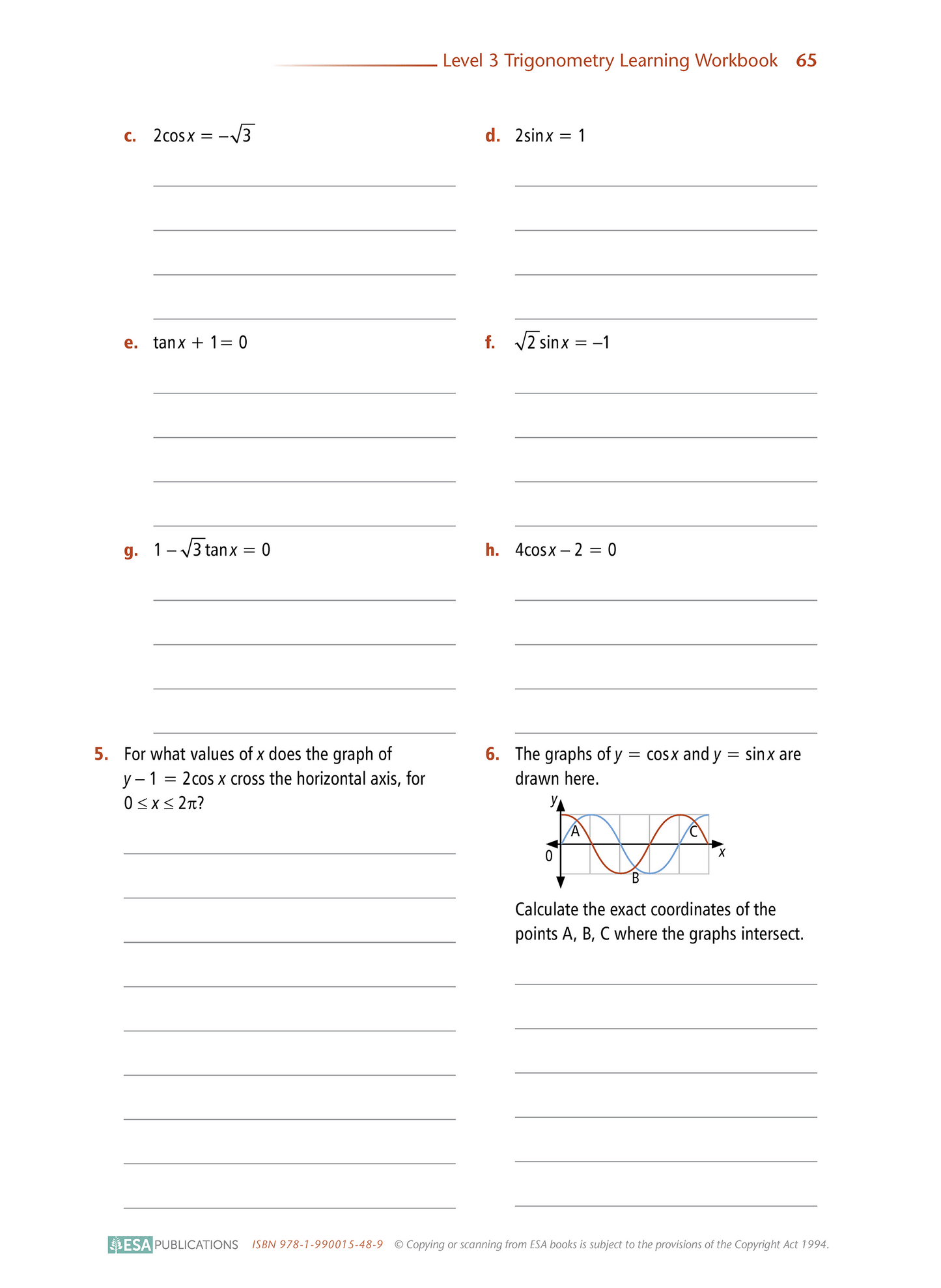 Level 3 Trigonometry 3.3 Learning Workbook
