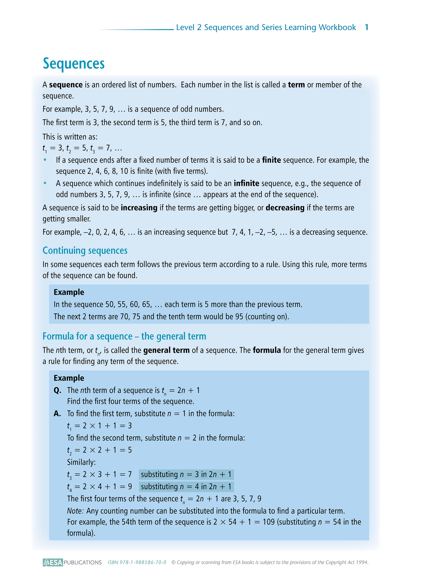 Level 2 Sequences and Series 2.3 Learning Workbook - SPECIAL (damaged stock at $5 each)