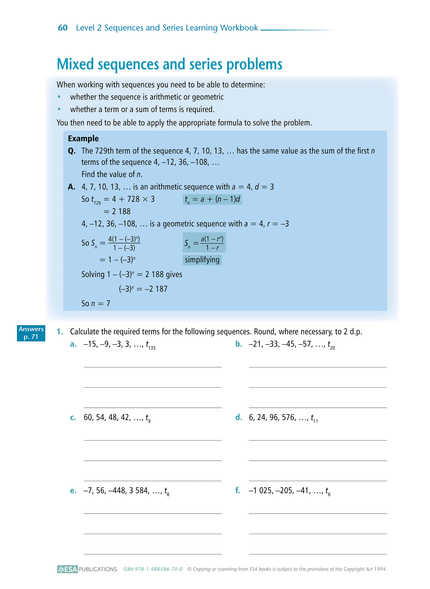 Level 2 Sequences and Series 2.3 Learning Workbook - SPECIAL (damaged stock at $5 each)