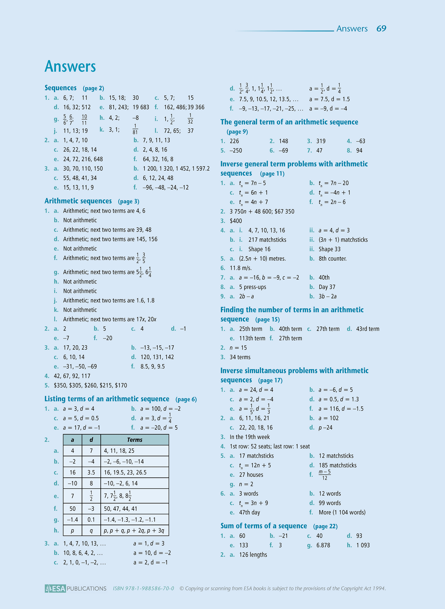 Level 2 Sequences and Series 2.3 Learning Workbook - SPECIAL (damaged stock at $5 each)