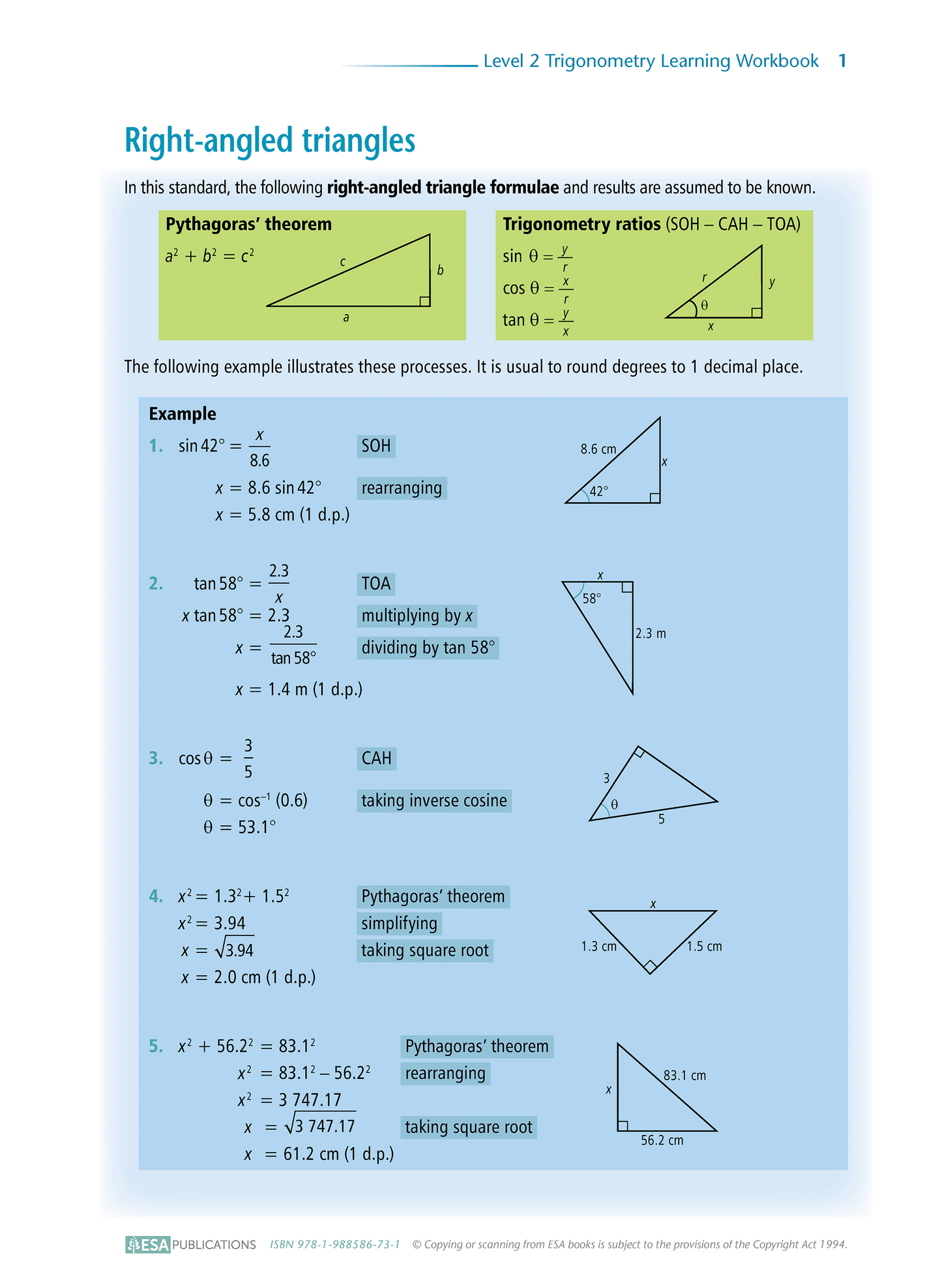Level 2 Trigonometry 2.4 Learning Workbook