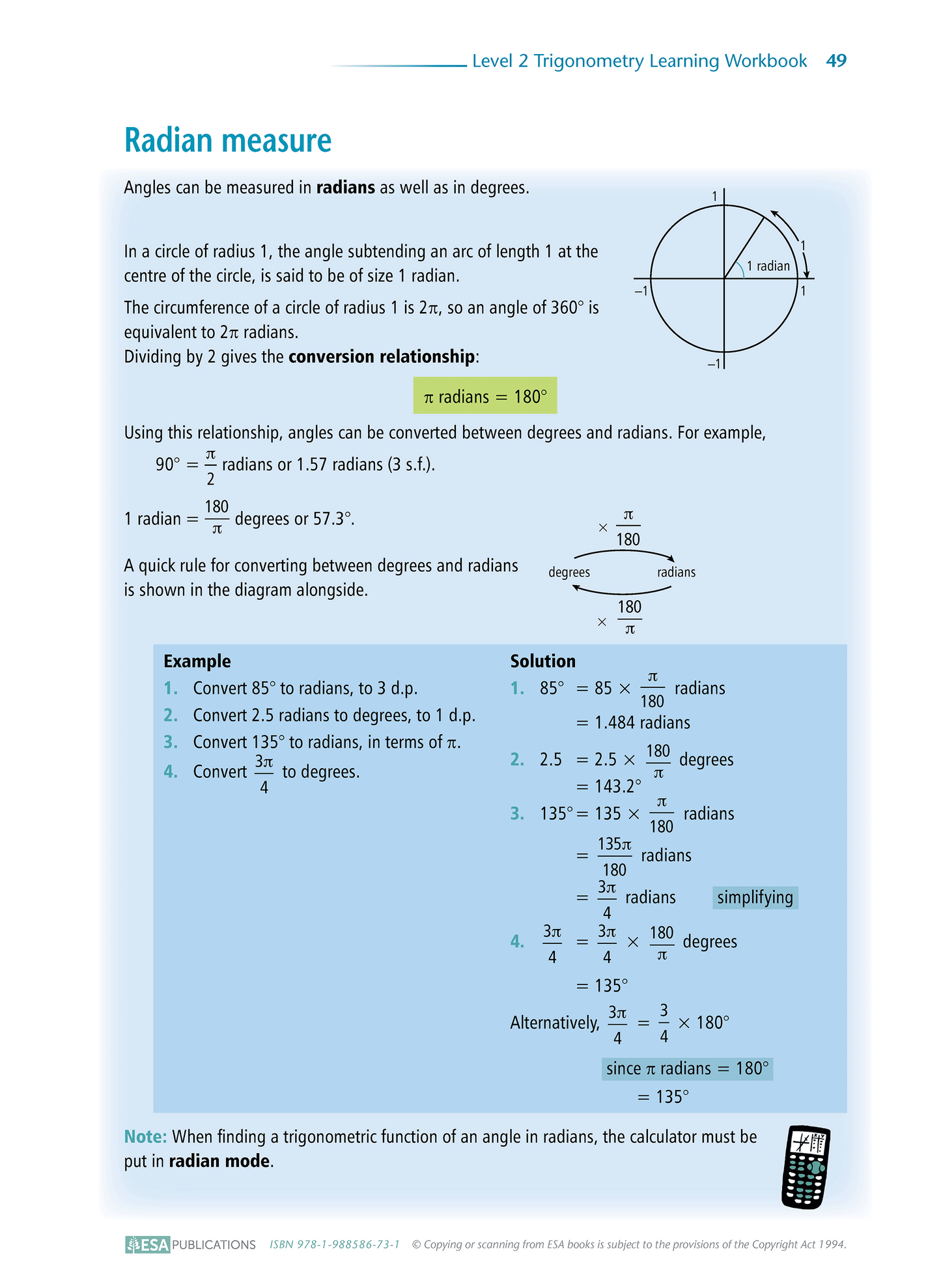 Level 2 Trigonometry 2.4 Learning Workbook