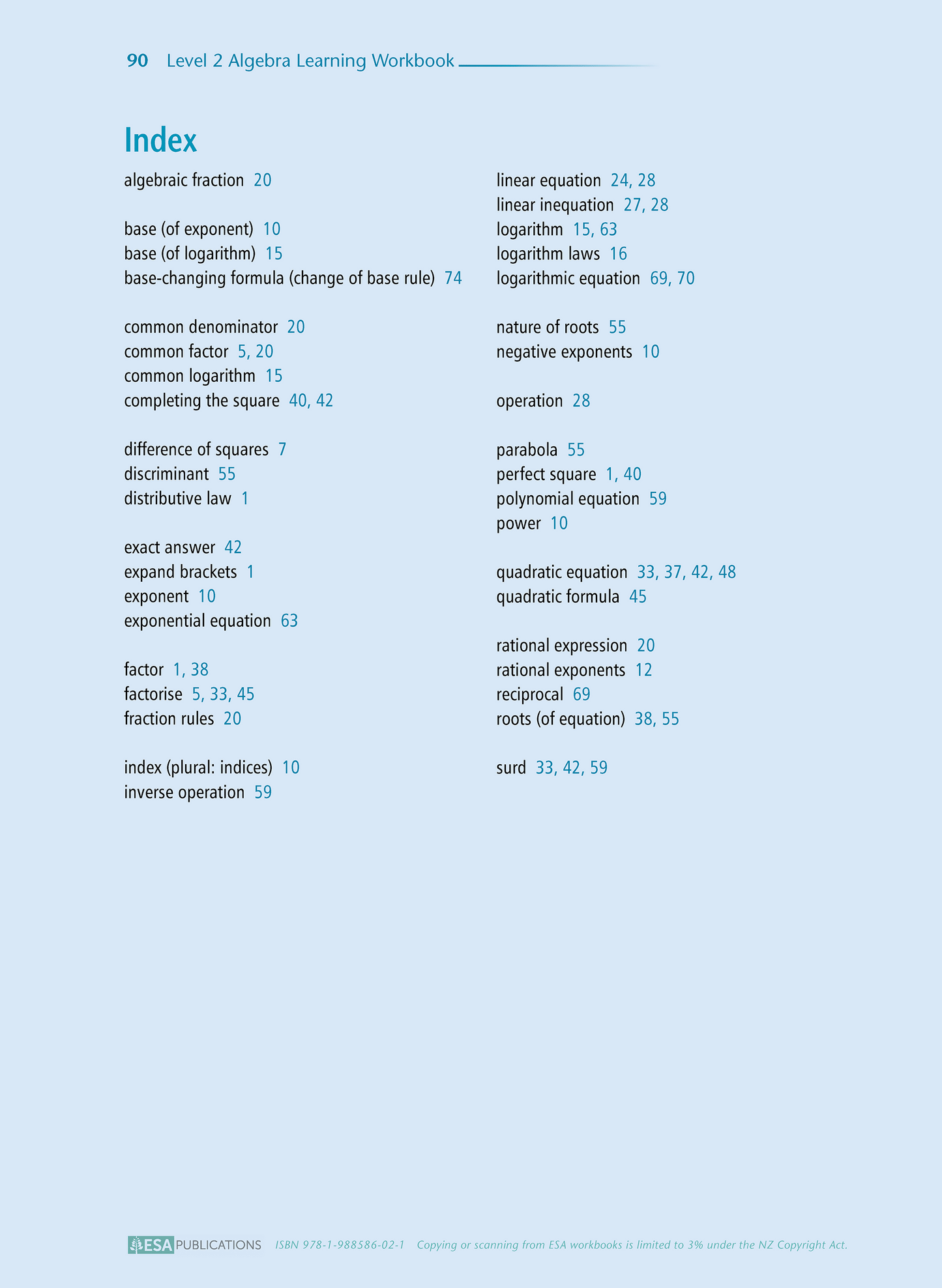 Level 2 Algebra 2.6 Learning Workbook