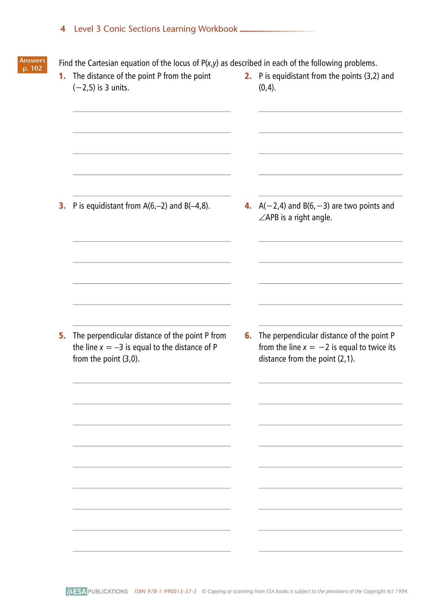 Level 3 Conic Sections 3.1 Learning Workbook - SPECIAL (damaged stock at $6 each)