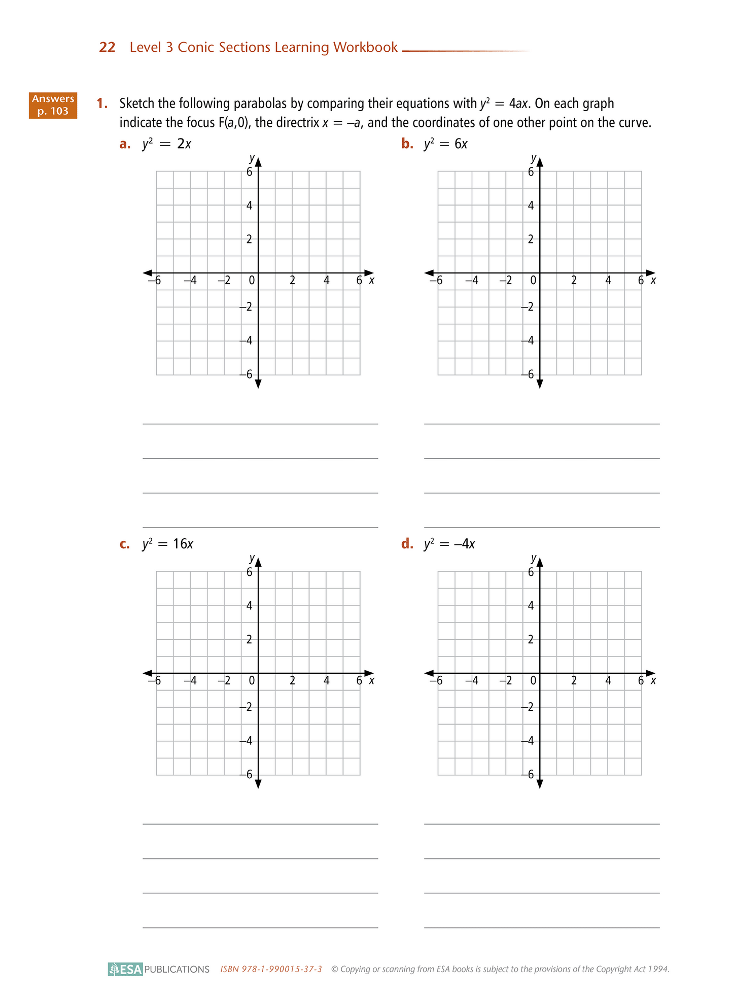 Level 3 Conic Sections 3.1 Learning Workbook - SPECIAL (damaged stock at $6 each)