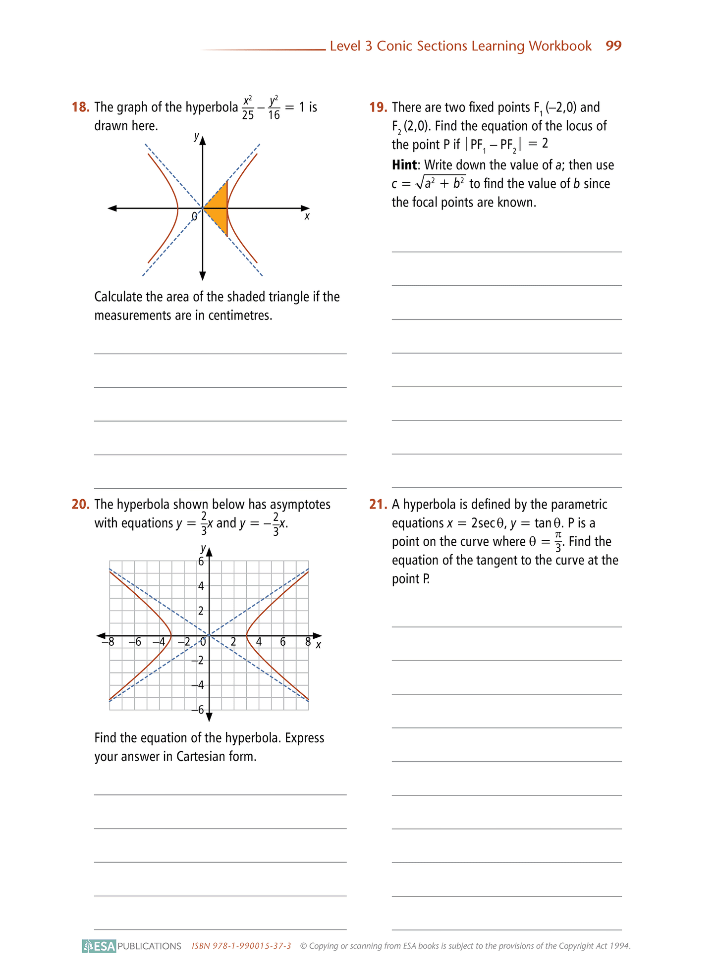 Level 3 Conic Sections 3.1 Learning Workbook - SPECIAL (damaged stock at $6 each)