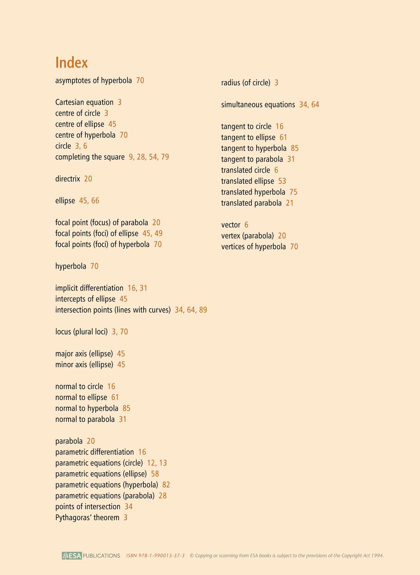 Level 3 Conic Sections 3.1 Learning Workbook - SPECIAL (damaged stock at $6 each)
