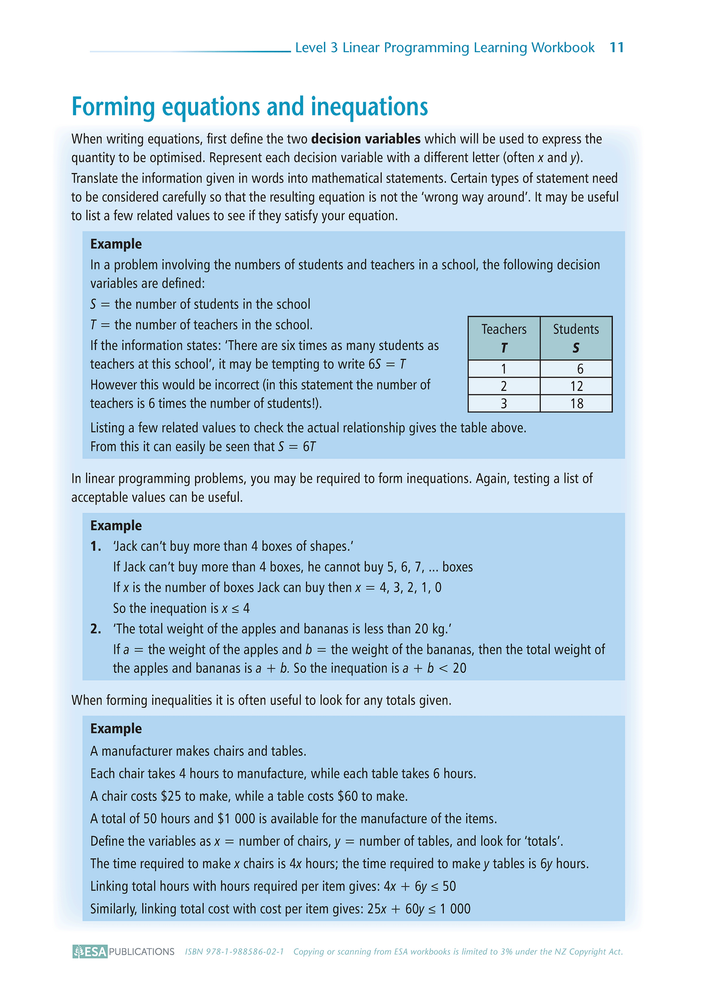 Level 3 Linear Programming 3.2 Learning Workbook