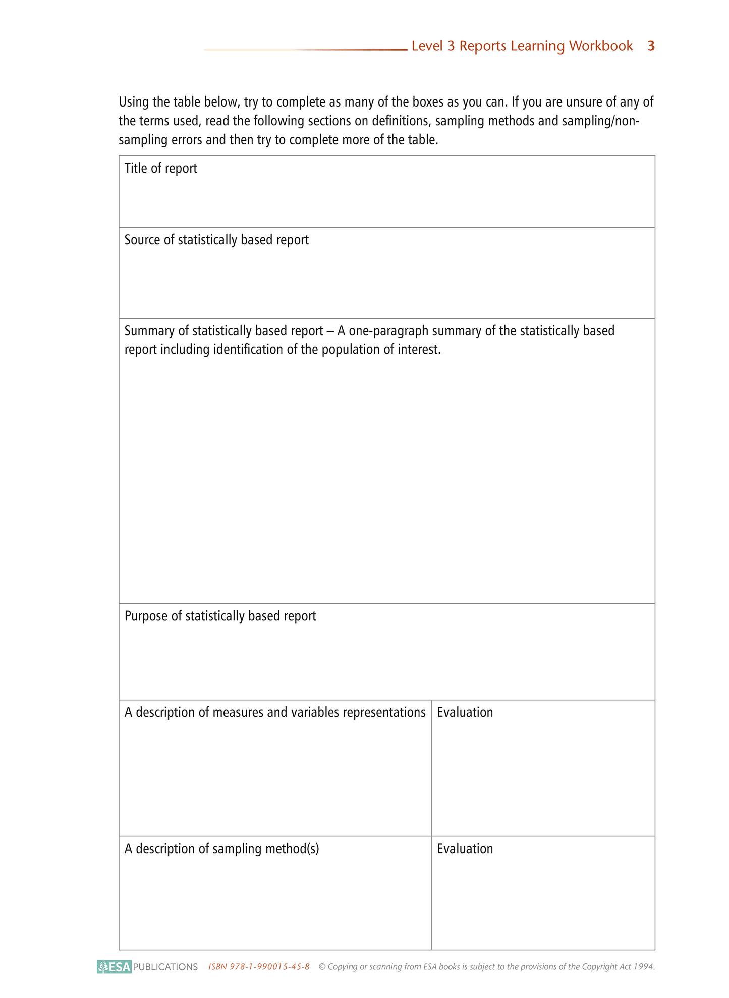Level 3 Reports 3.12 Learning Workbook
