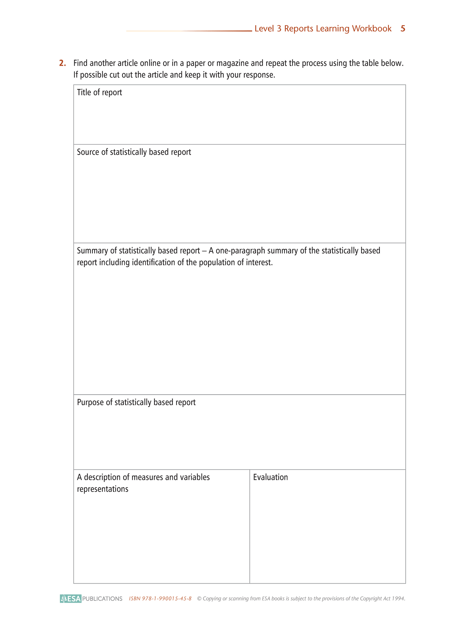 Level 3 Reports 3.12 Learning Workbook