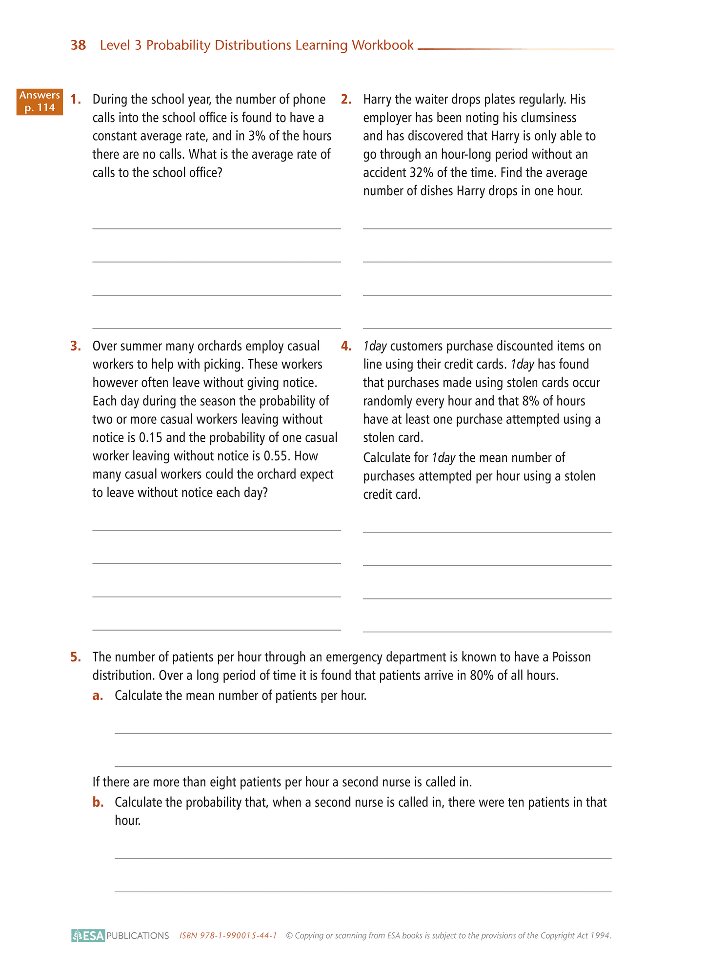 Level 3 Probability Distributions 3.14 Learning Workbook