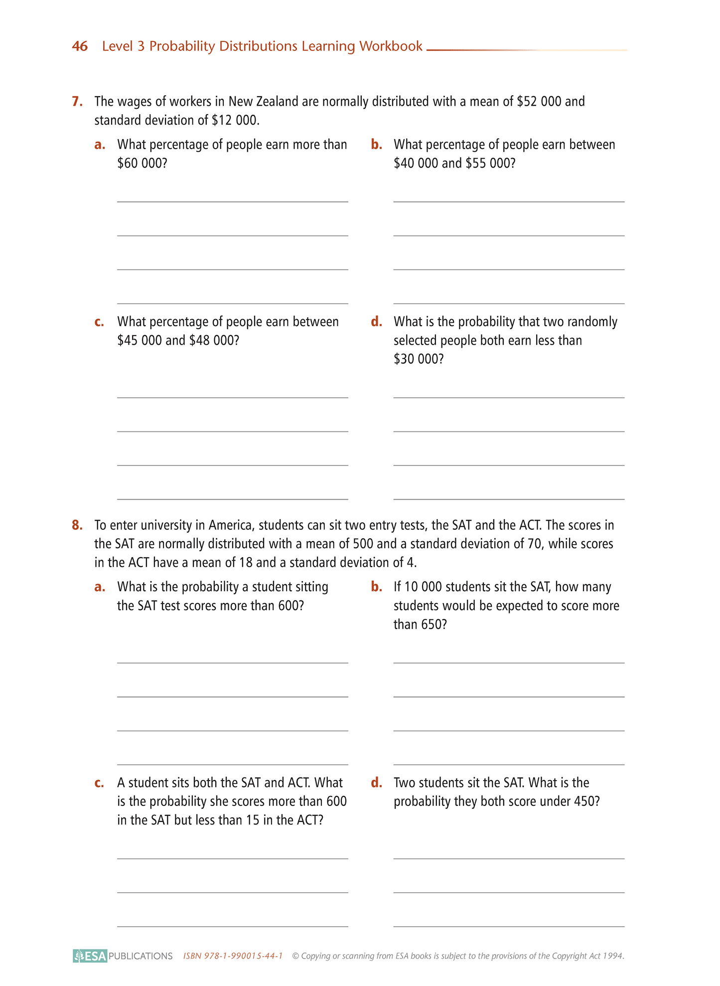 Level 3 Probability Distributions 3.14 Learning Workbook