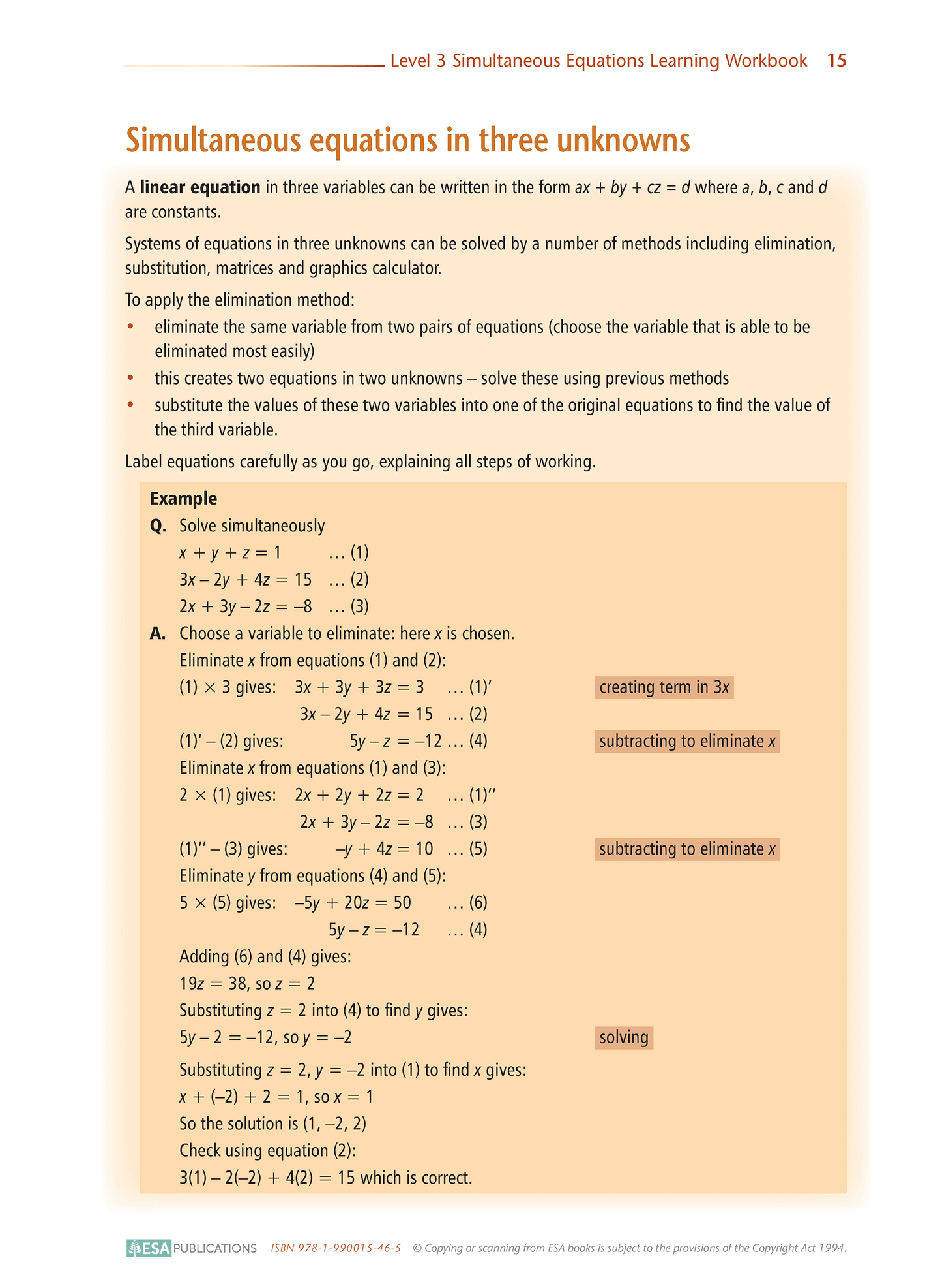 Level 3 Simultaneous Equations 3.15 Learning Workbook