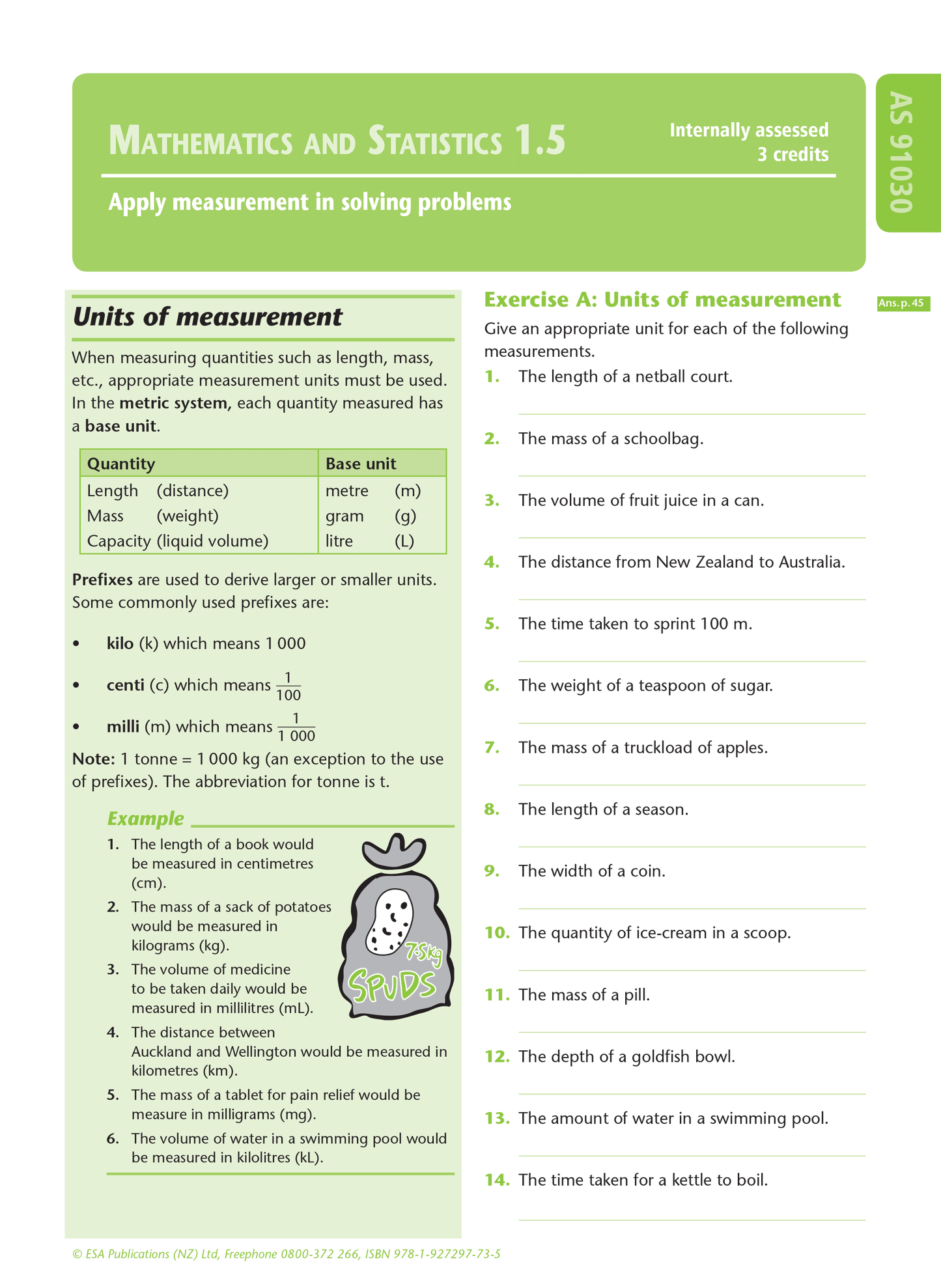 Level 1 Measurement 1.5 Learning Workbook - SPECIAL (damaged stock at $5 each)
