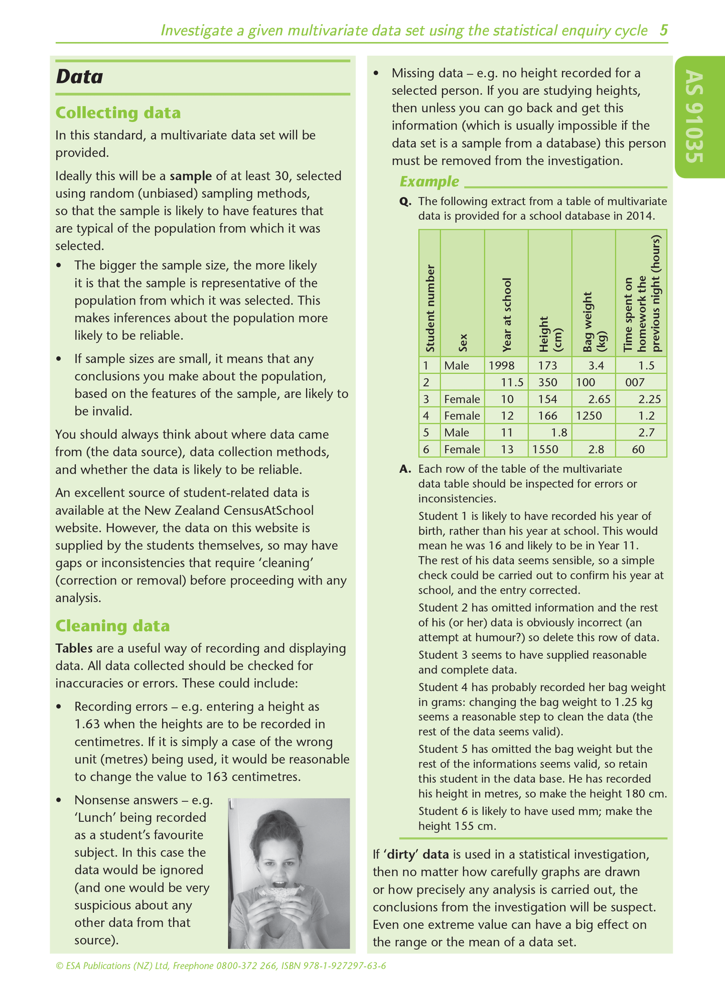 Level 1 Multivariate Data 1.10 Learning Workbook