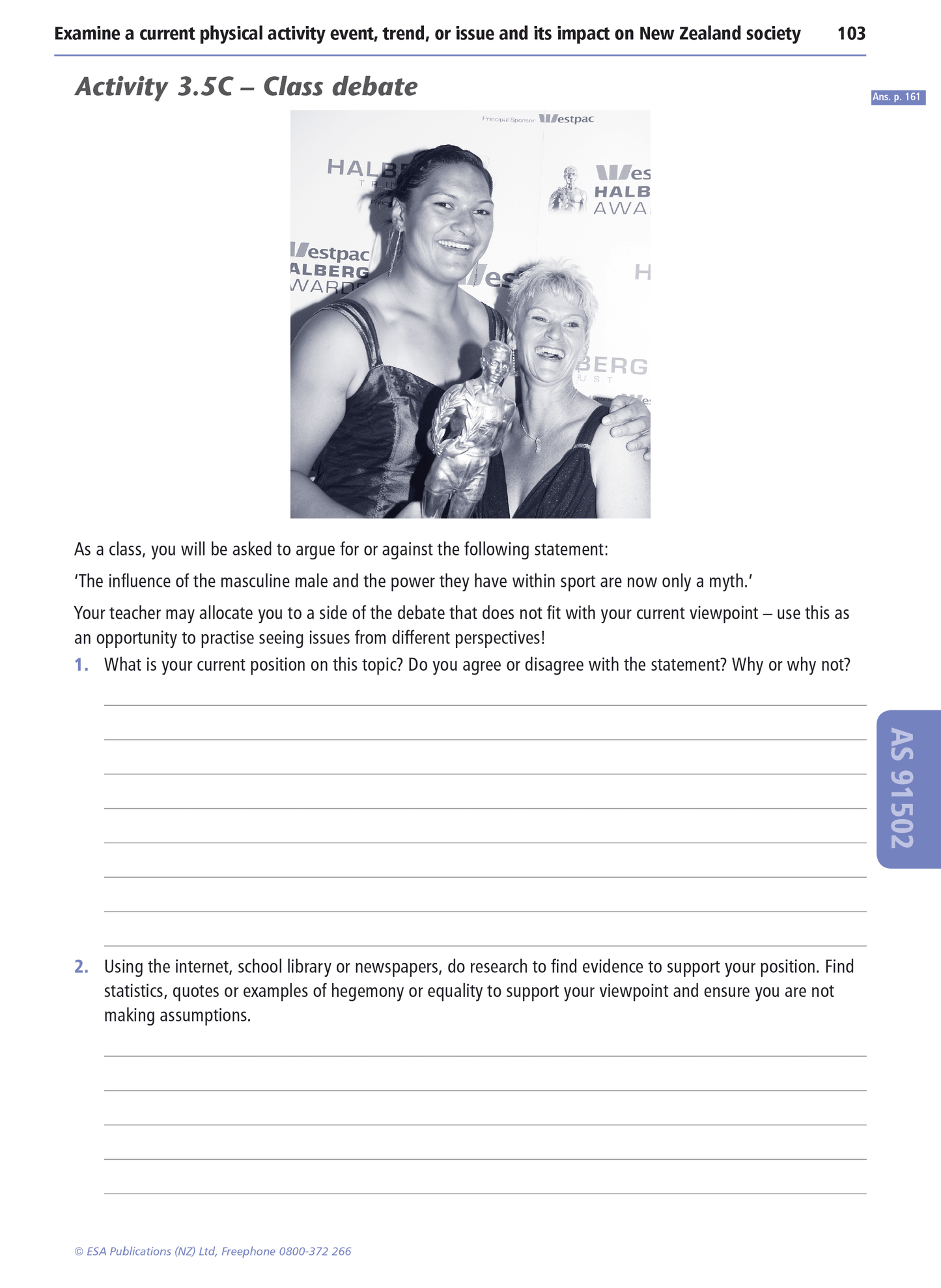 Level 3 Physical Education Learning Workbook