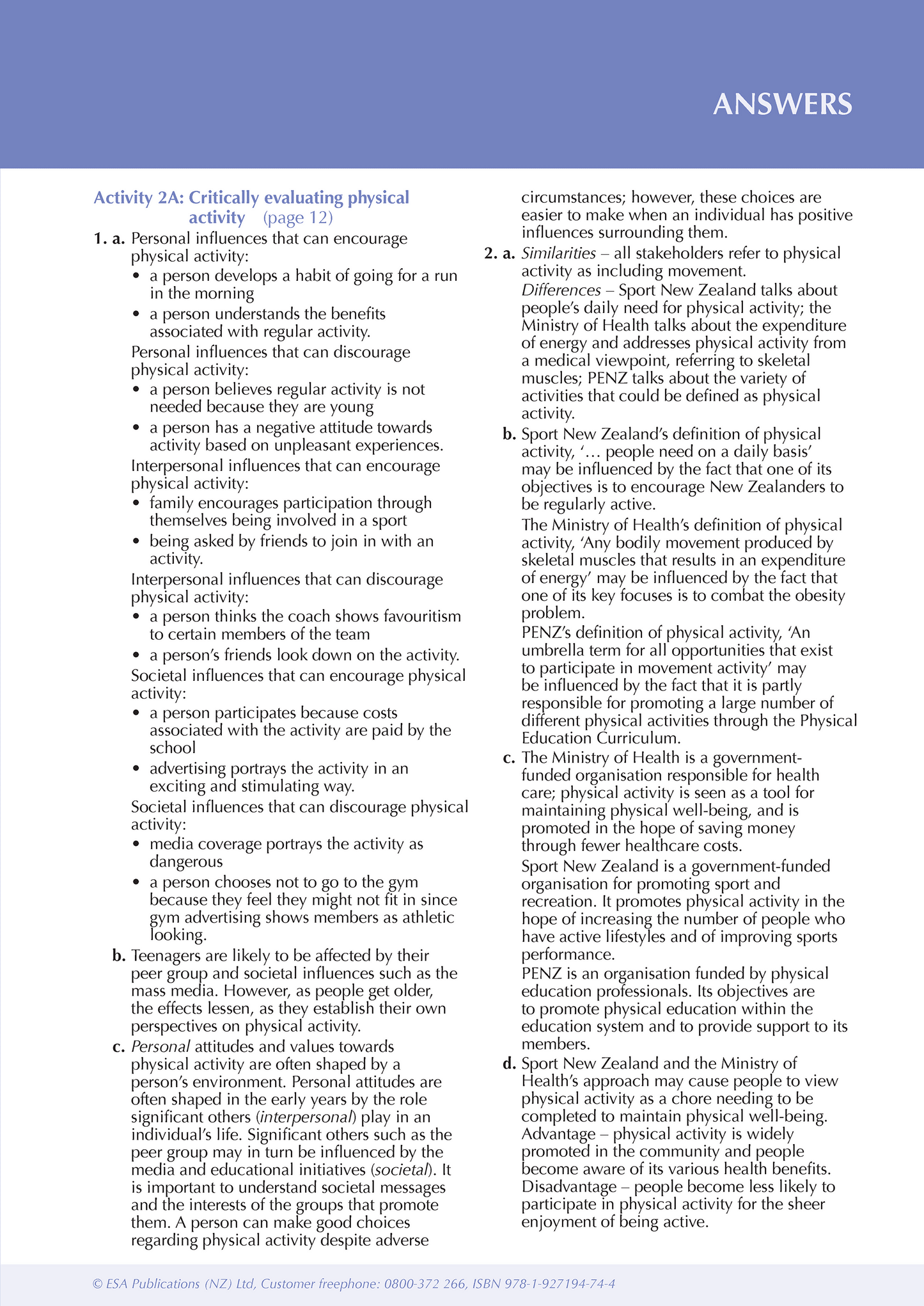 Level 3 Physical Education ESA Study Guide - SPECIAL (damaged stock at $20 each)