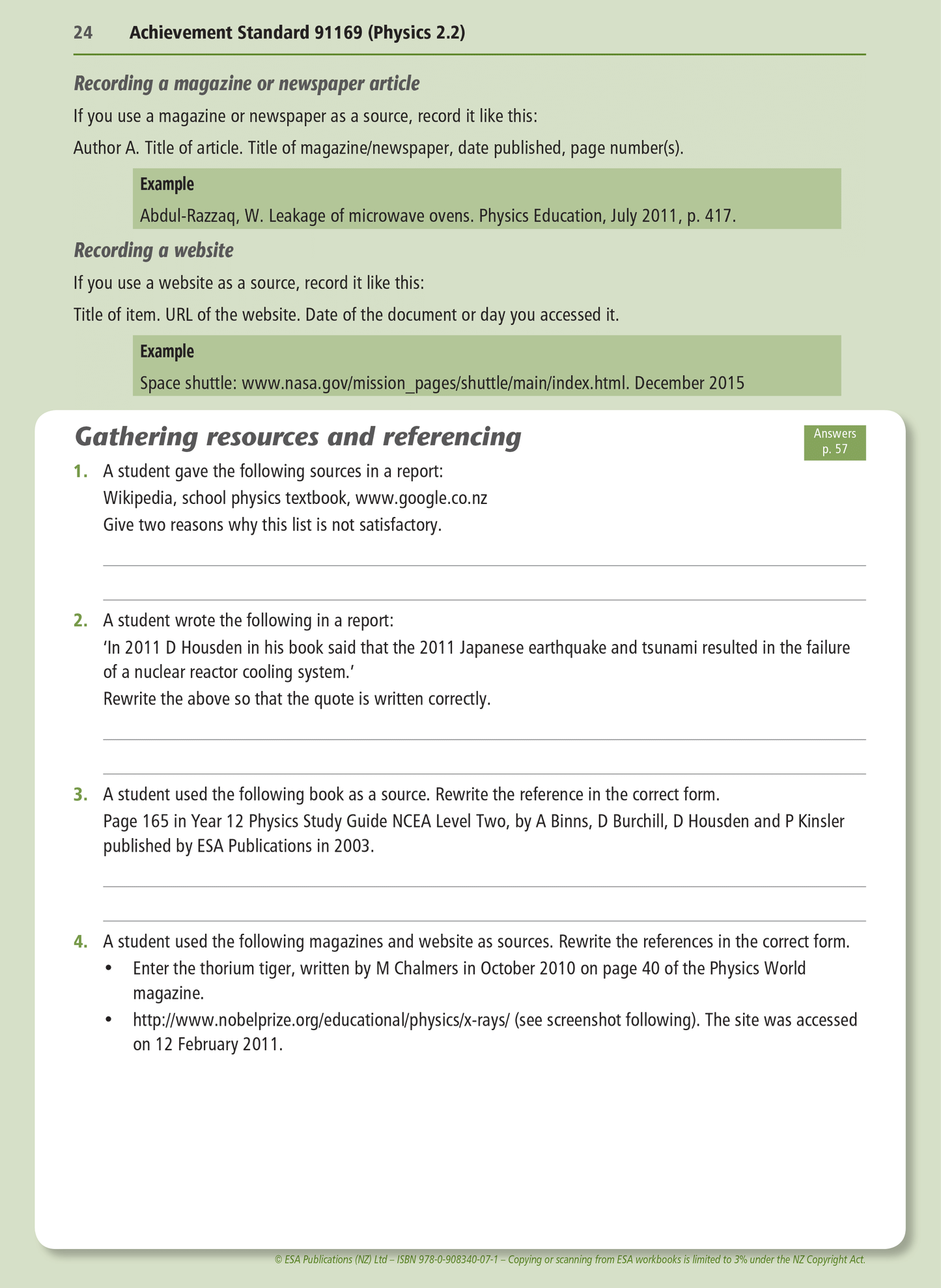 Level 2 Physics Internals Learning Workbook