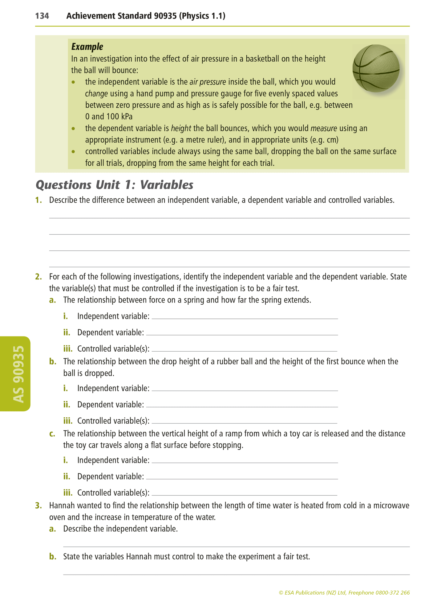 Level 1 Physics Learning Workbook