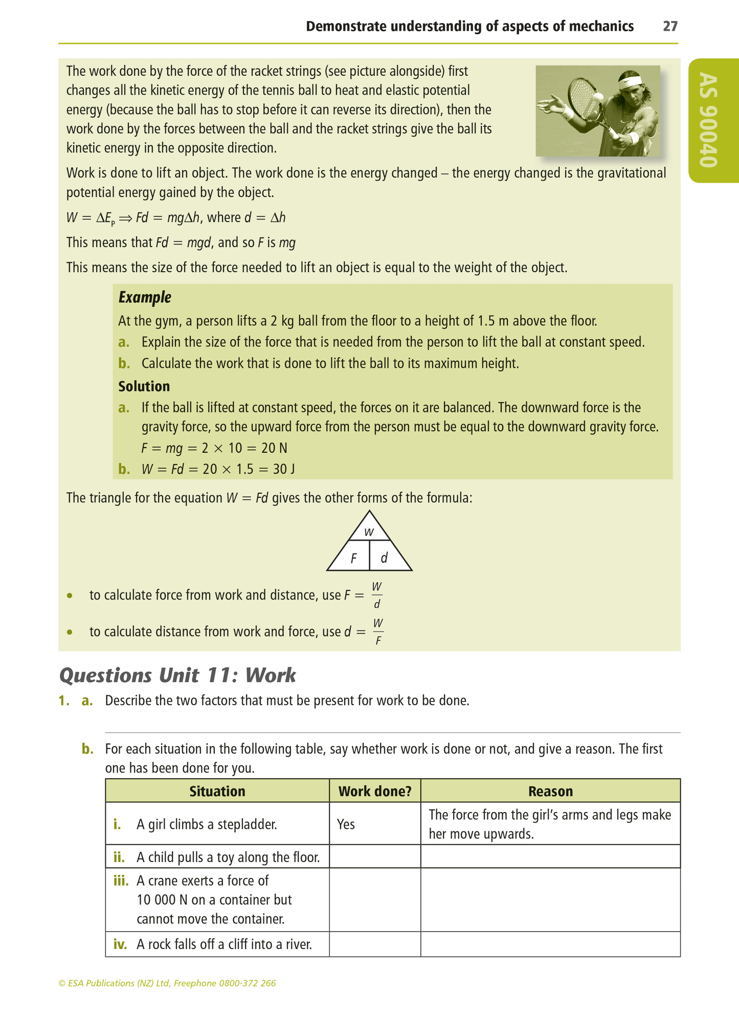 Level 1 Physics Learning Workbook