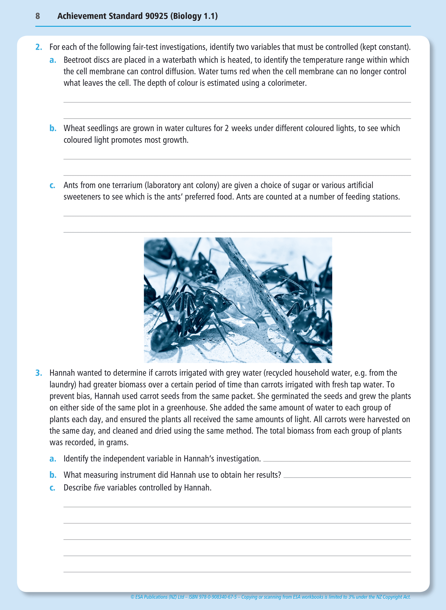 Level 1 Practical Biology Investigation 1.1 Learning Workbook