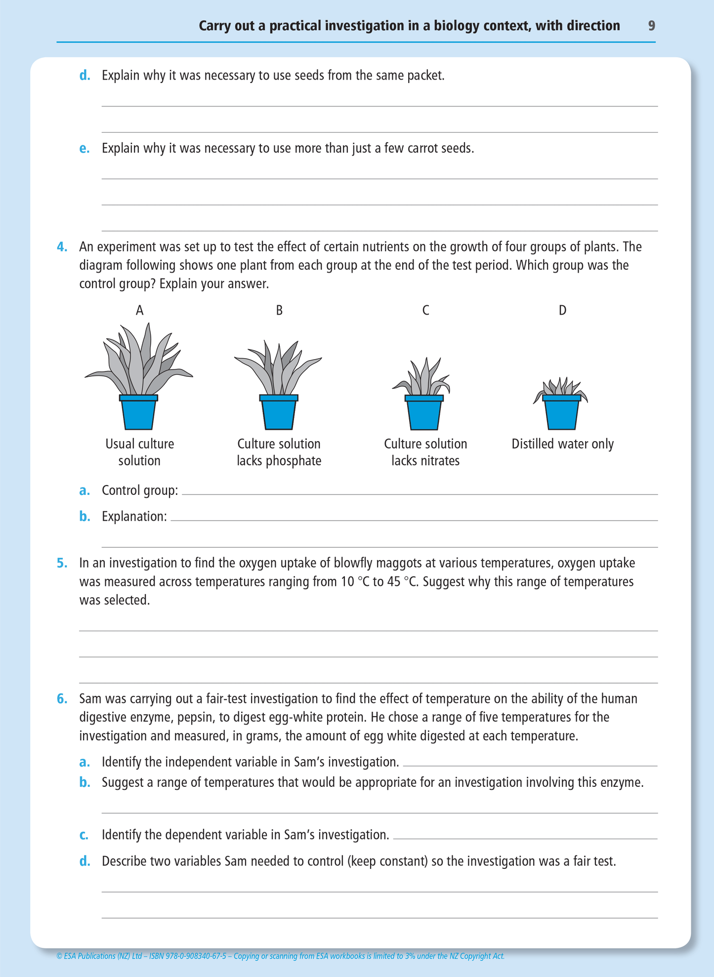 Level 1 Practical Biology Investigation 1.1 Learning Workbook