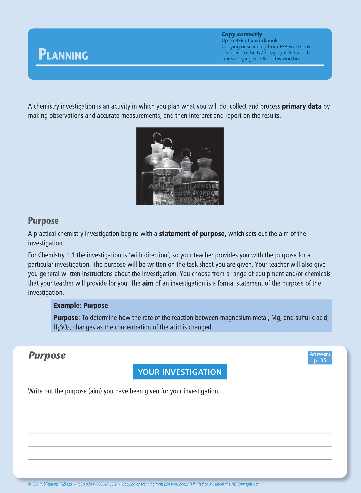 Level 1 Practical Chemistry Investigation 1.1 Learning Workbook