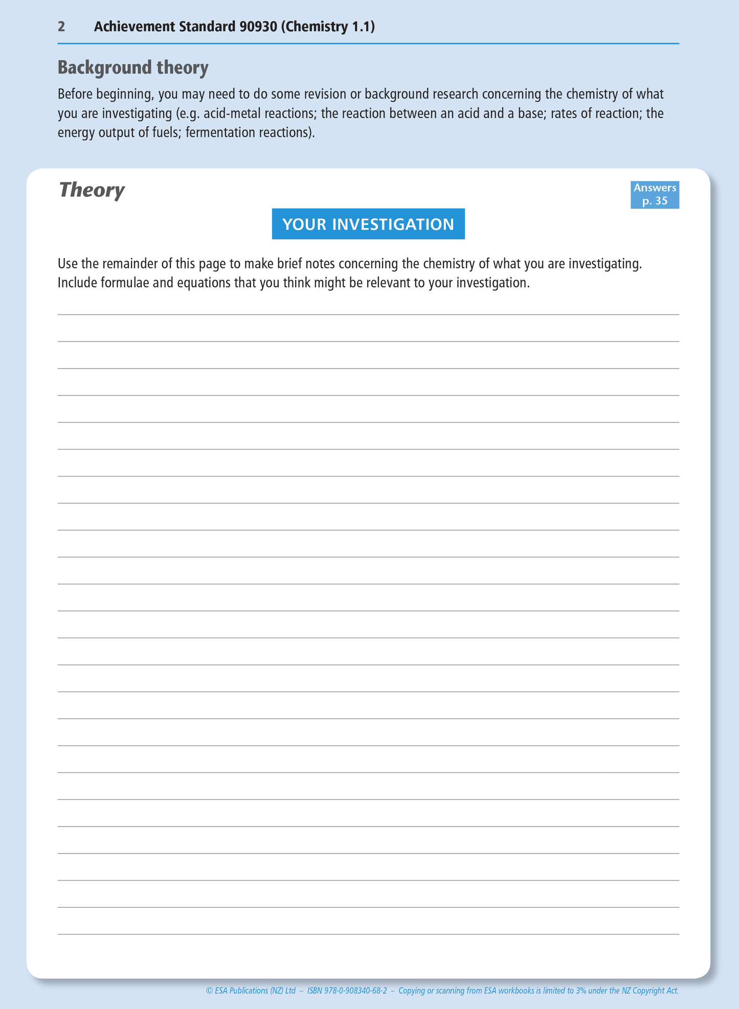 Level 1 Practical Chemistry Investigation 1.1 Learning Workbook