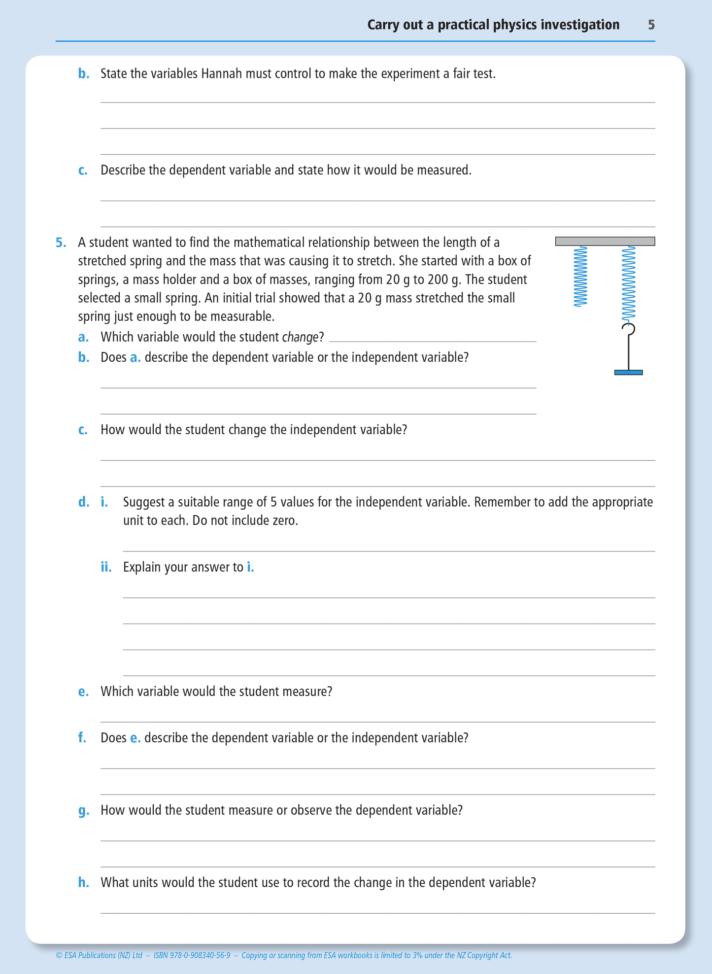 Level 1 Practical Physics Investigation 1.1 Learning Workbook