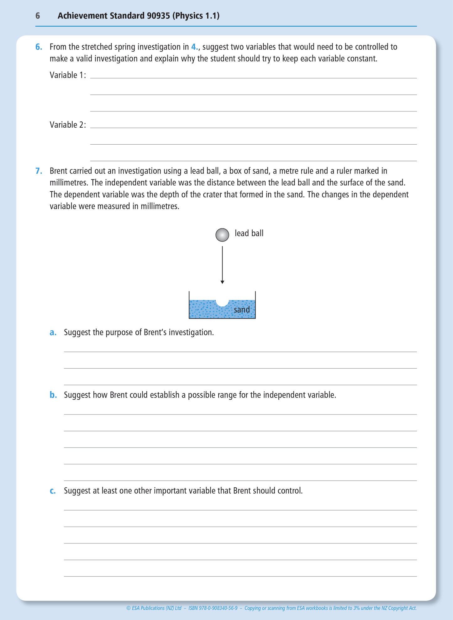 Level 1 Practical Physics Investigation 1.1 Learning Workbook