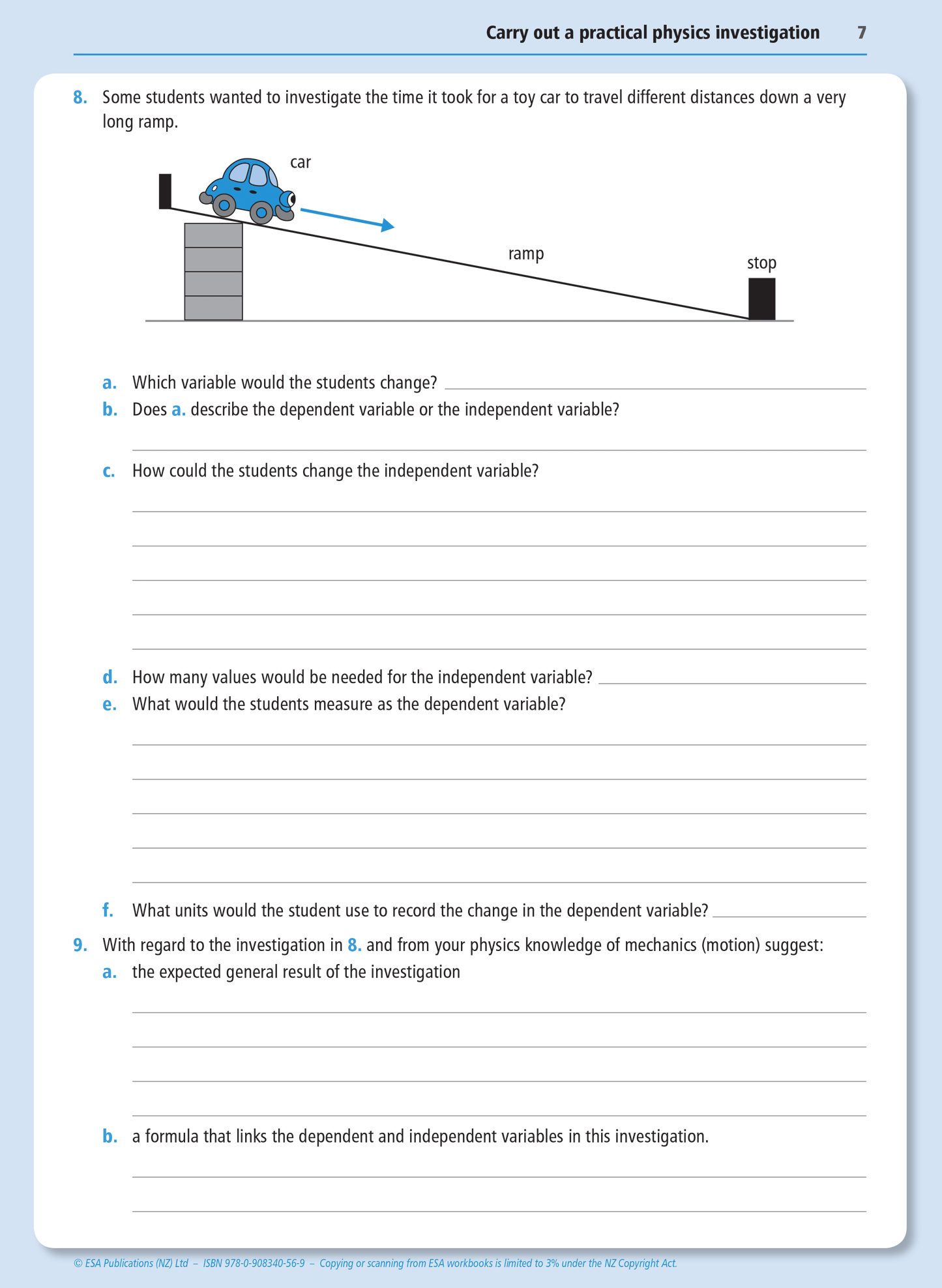 Level 1 Practical Physics Investigation 1.1 Learning Workbook