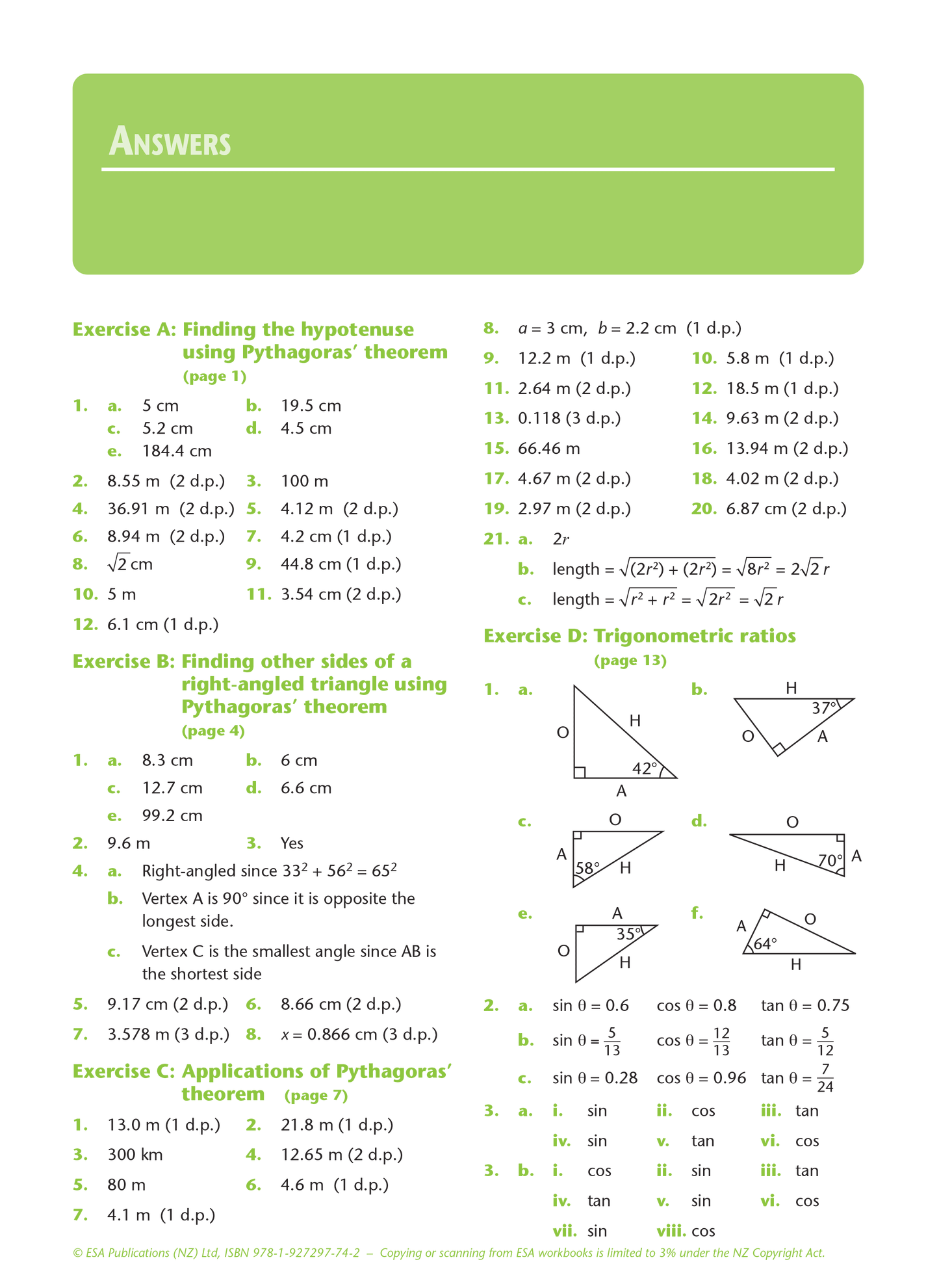 Level 1 Right-angled Triangles 1.7 Learning Workbook
