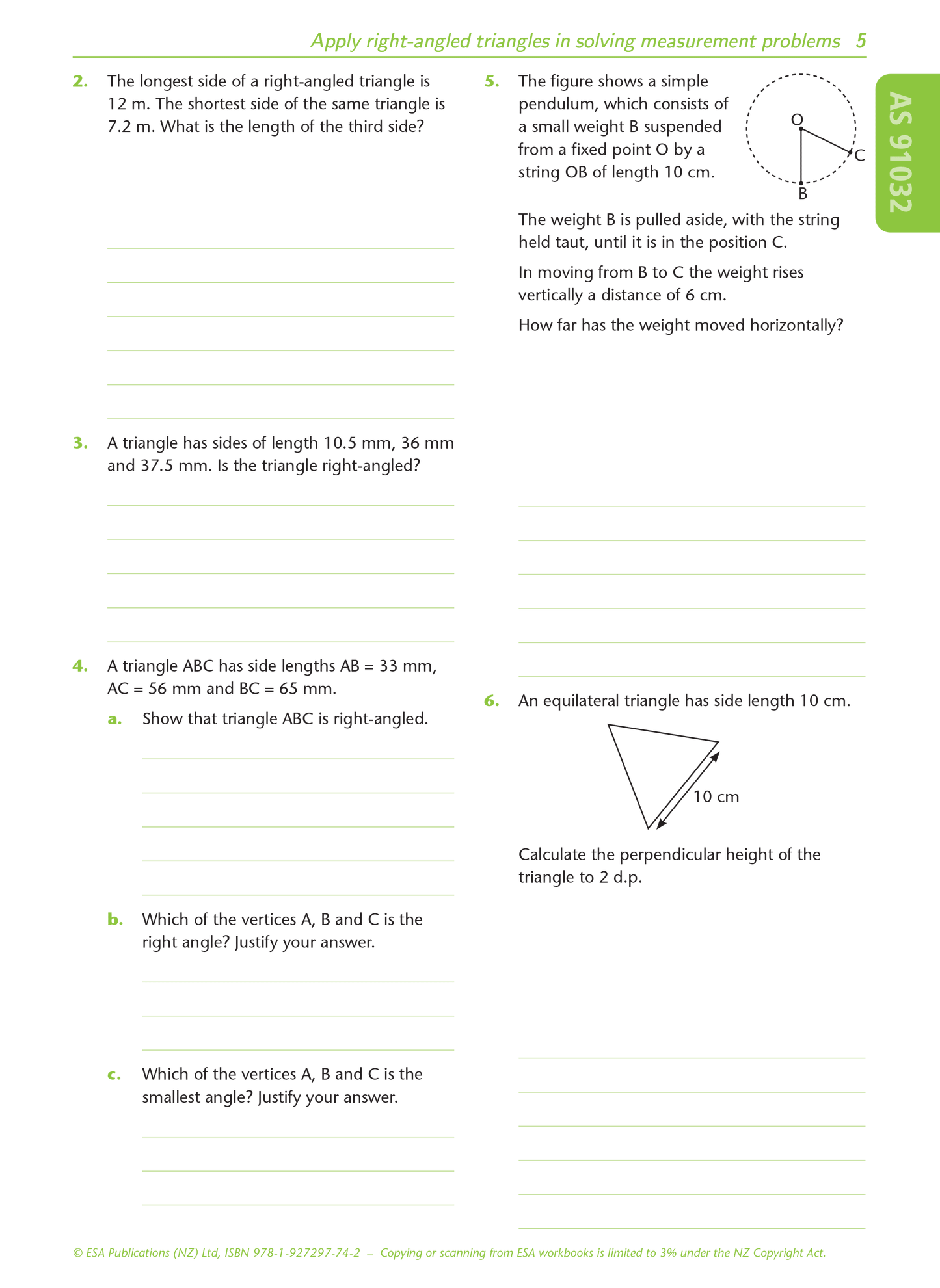 Level 1 Right-angled Triangles 1.7 Learning Workbook