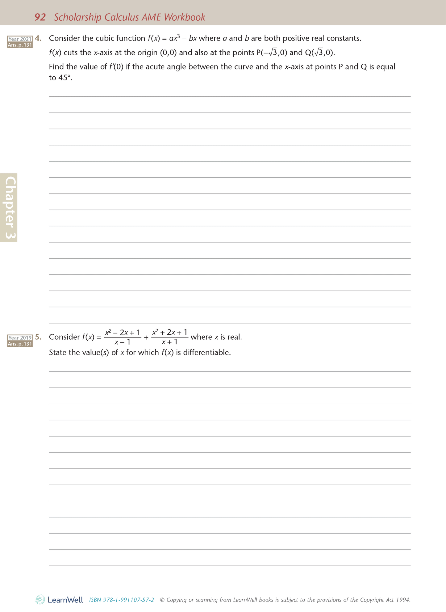 Scholarship Calculus AME Workbook