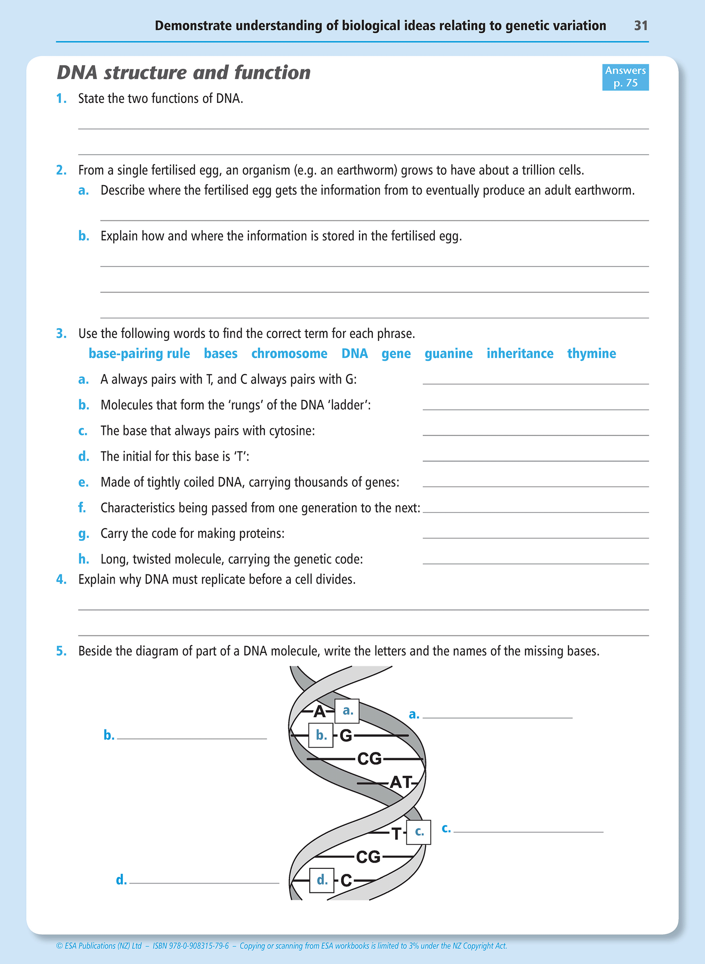 Level 1 Genetic Variation 1.9 Learning Workbook