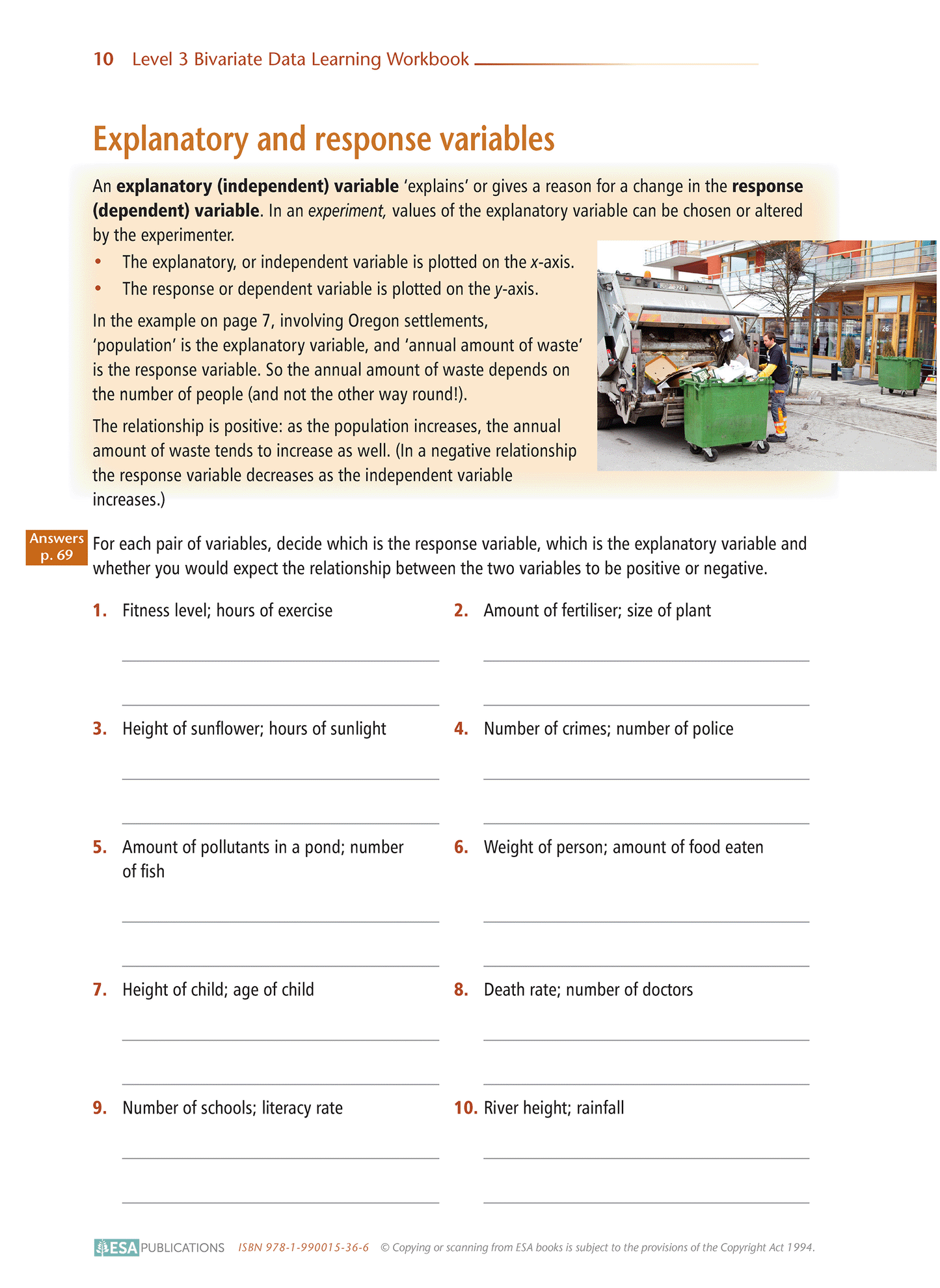 Level 3 Bivariate Data 3.9 Learning Workbook