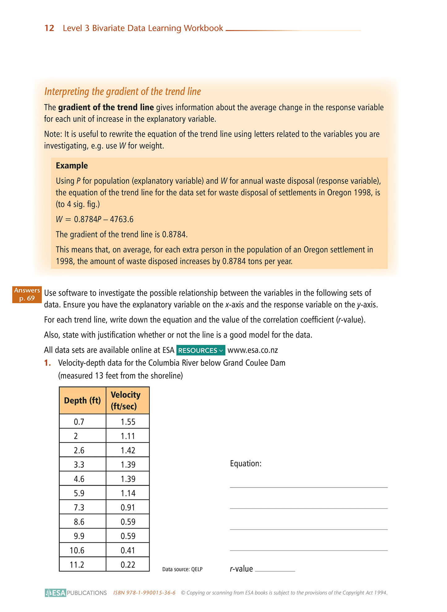 Level 3 Bivariate Data 3.9 Learning Workbook