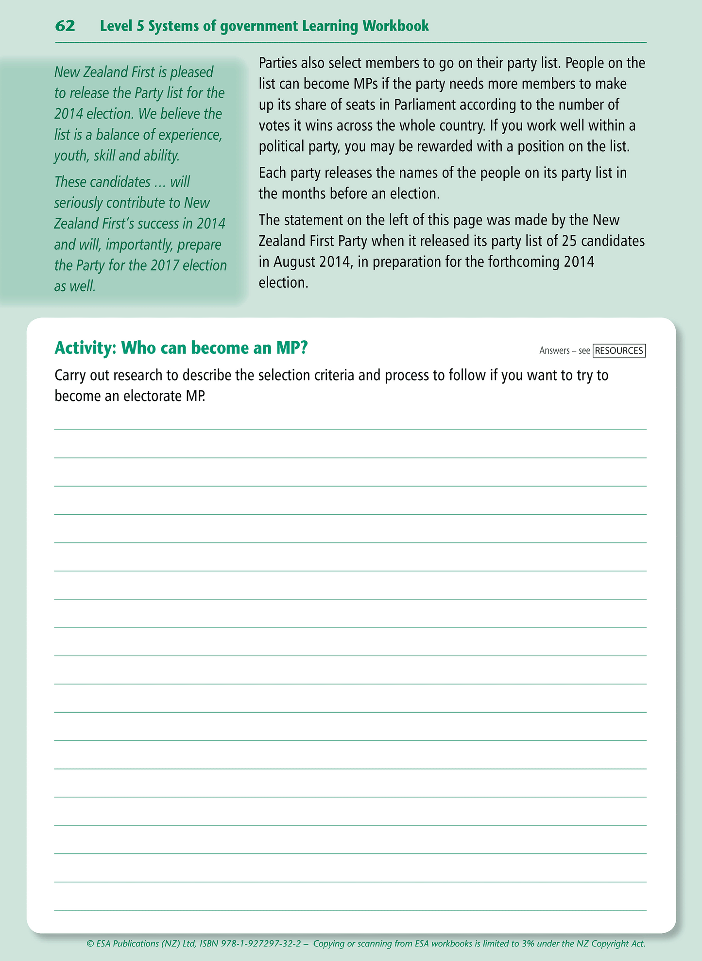 Level 5 Systems of Government Learning Workbook