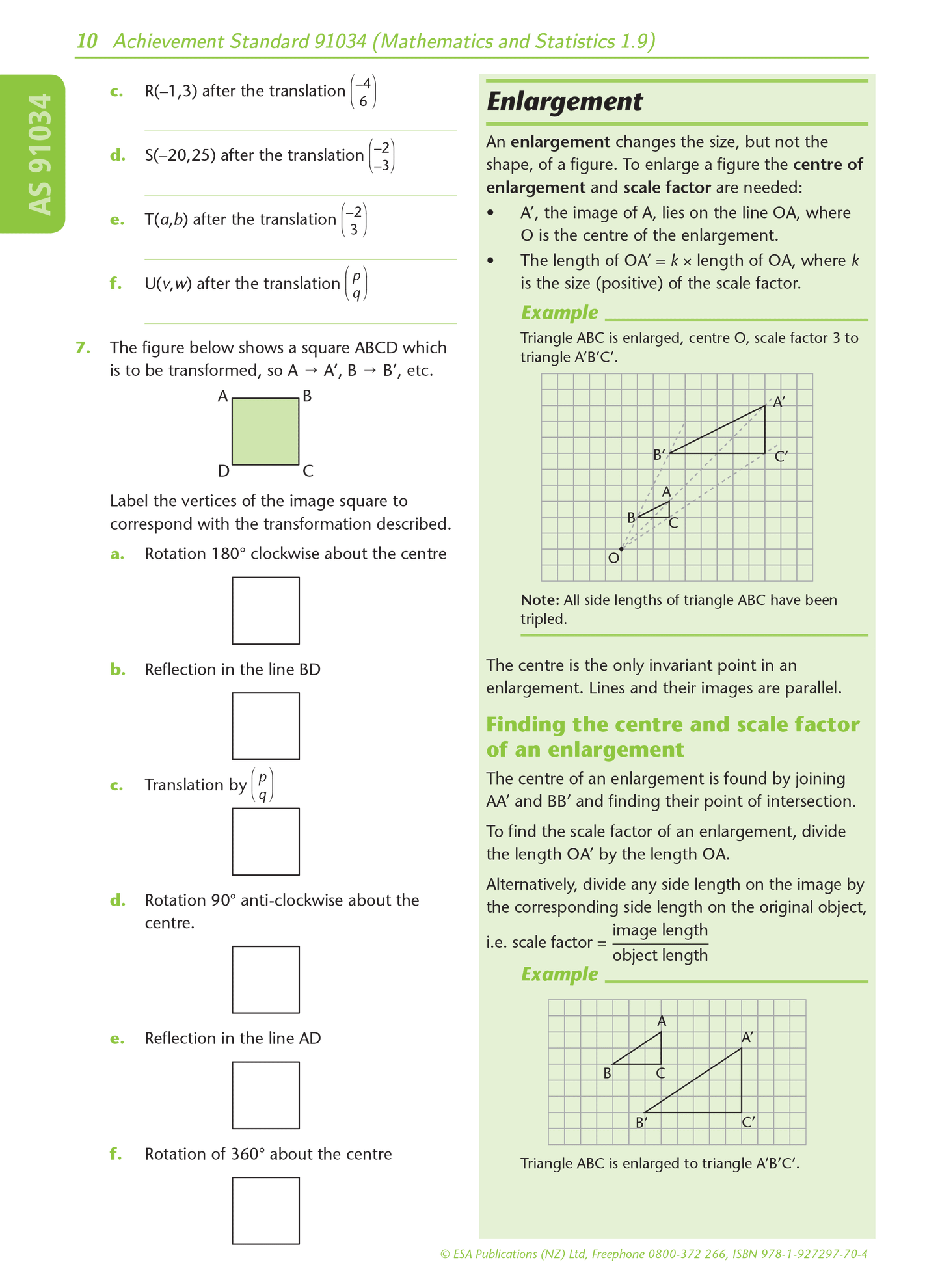 Level 1 Transformation Geometry 1.9 Learning Workbook