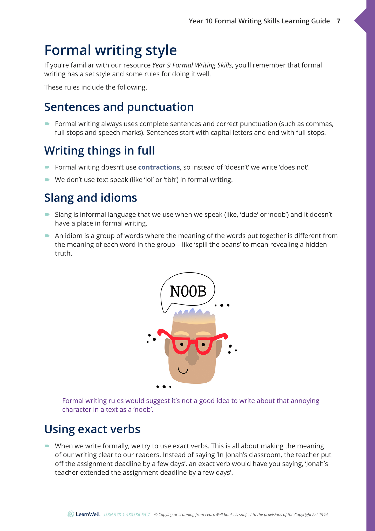 Year 10 Formal Writing Skills Learning Guide
