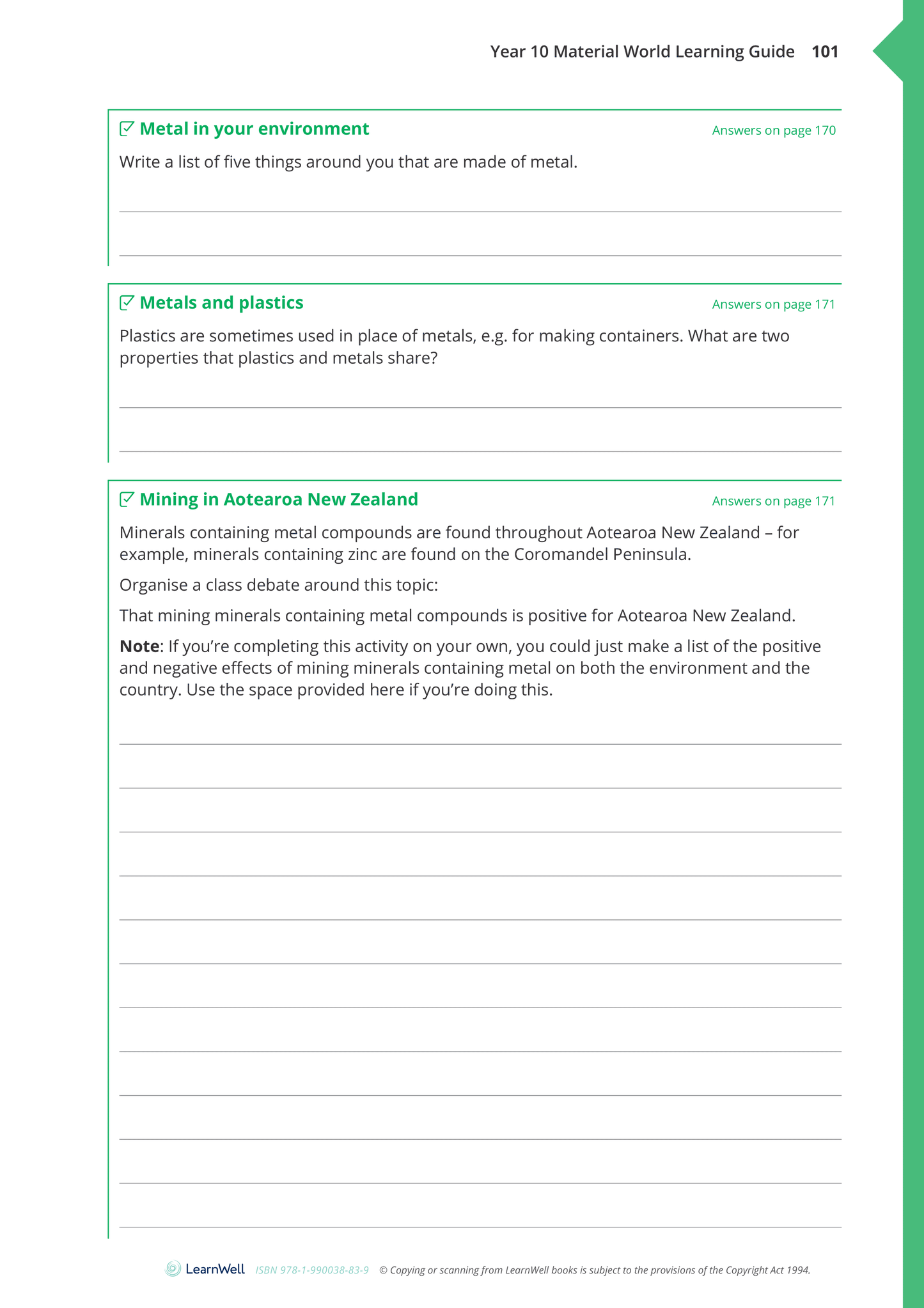 Year 10 Material World Learning Guide