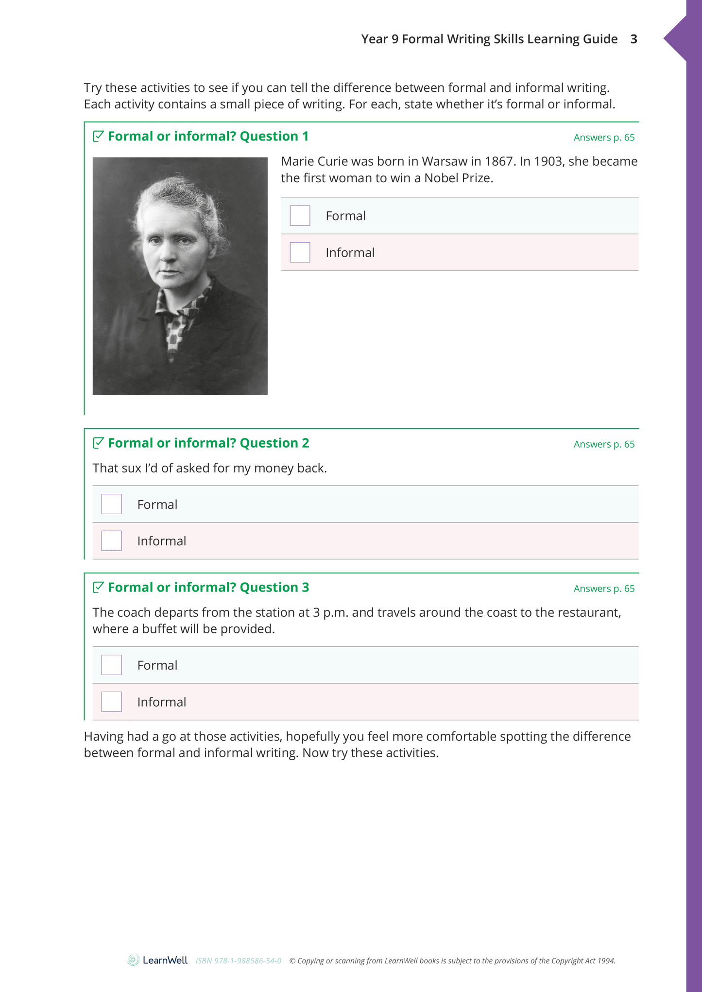 Year 9 Formal Writing Skills Learning Guide