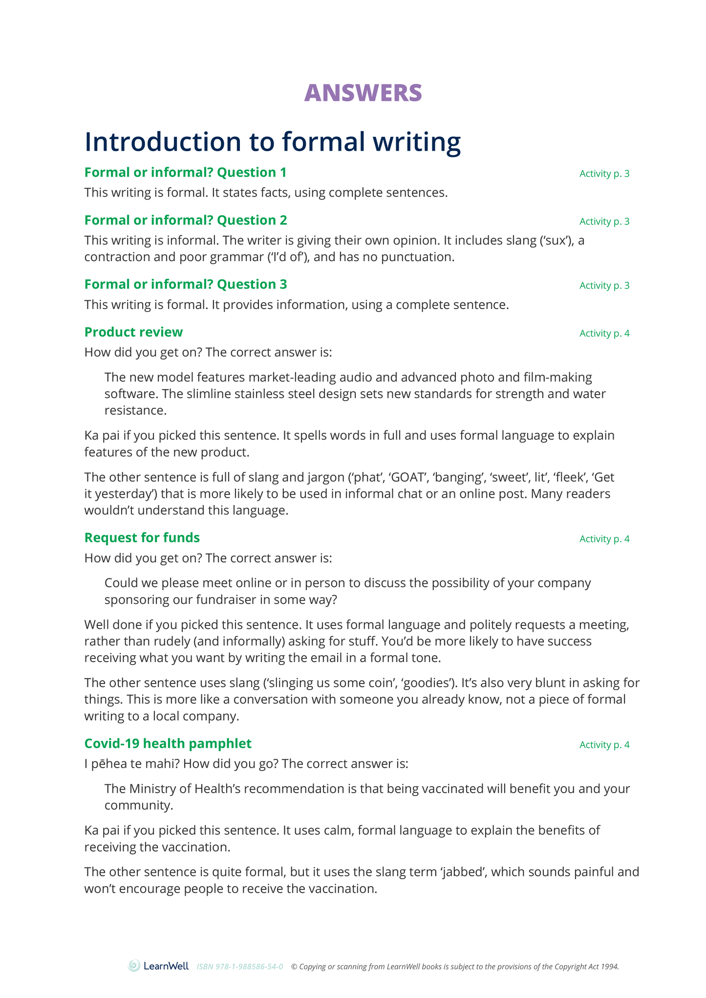 Year 9 Formal Writing Skills Learning Guide