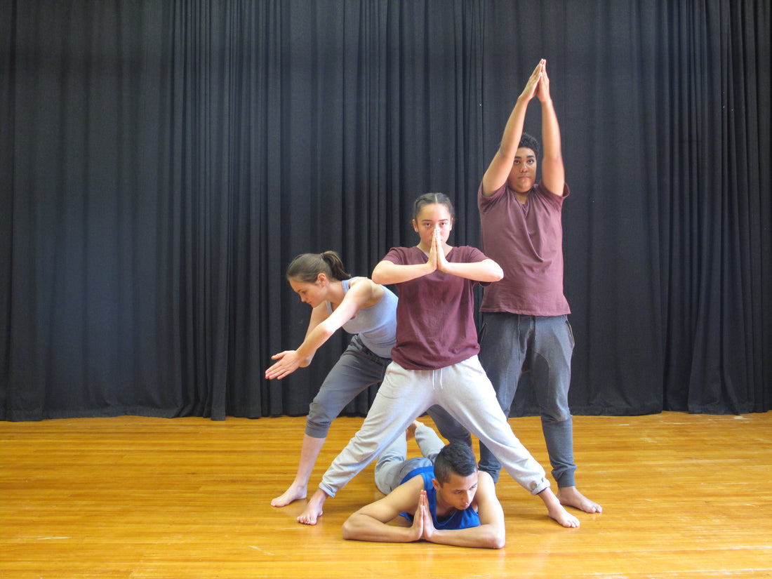 NCEA Dance study guide for NZ Dance curriculum image from text of four dancers.