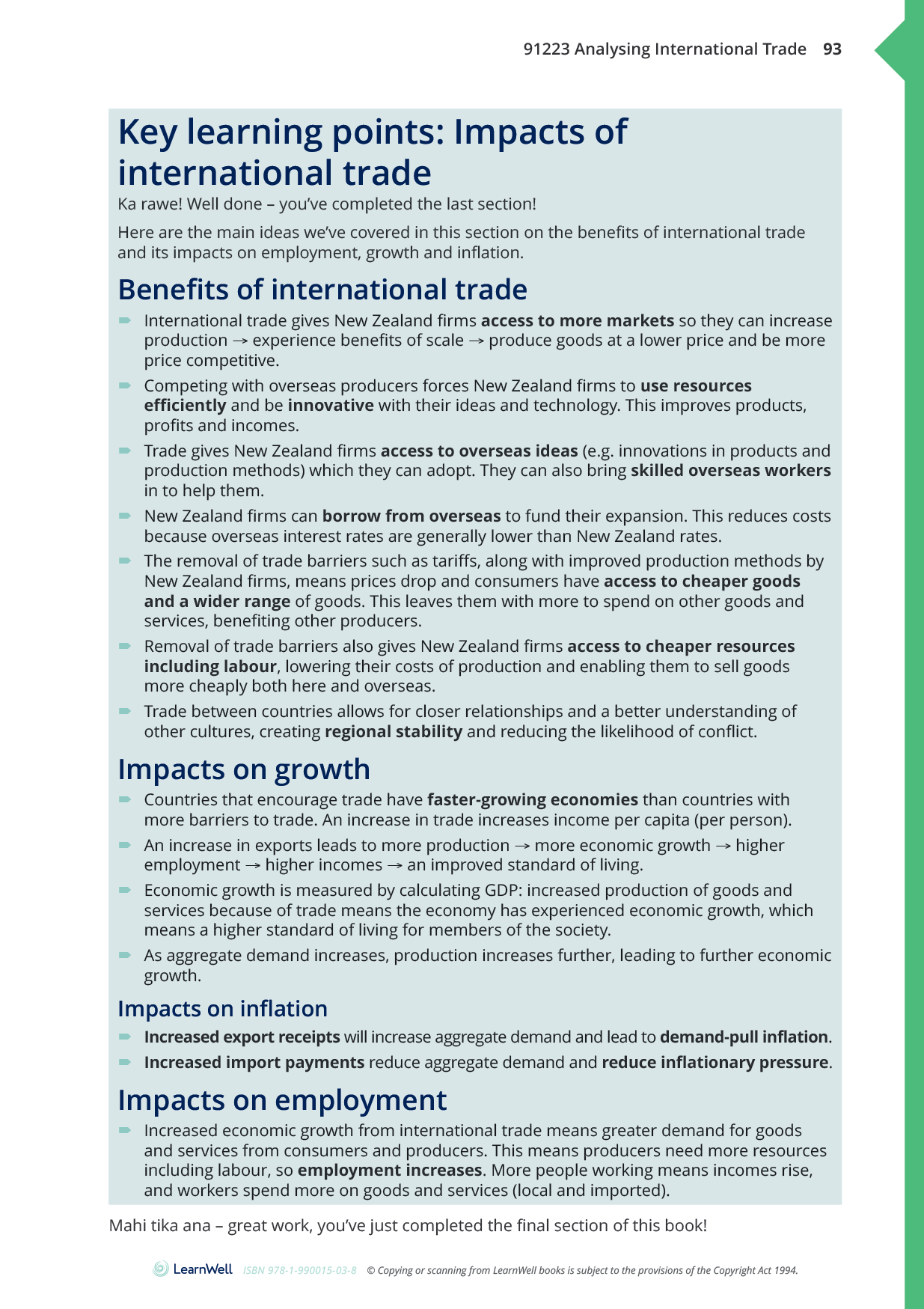 91223 Analysing International Trade Learning Guide