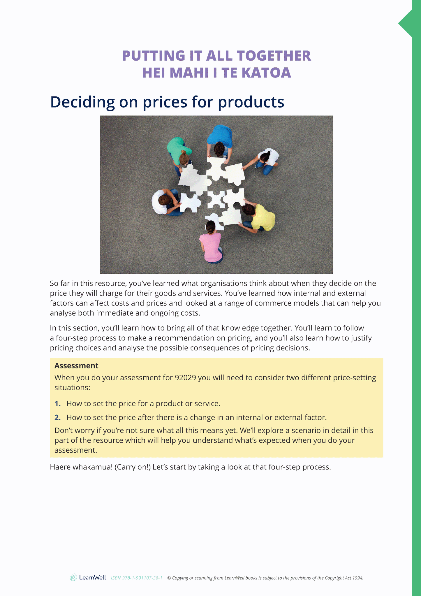 92029 Price Determination for an Organisation Learning Guide