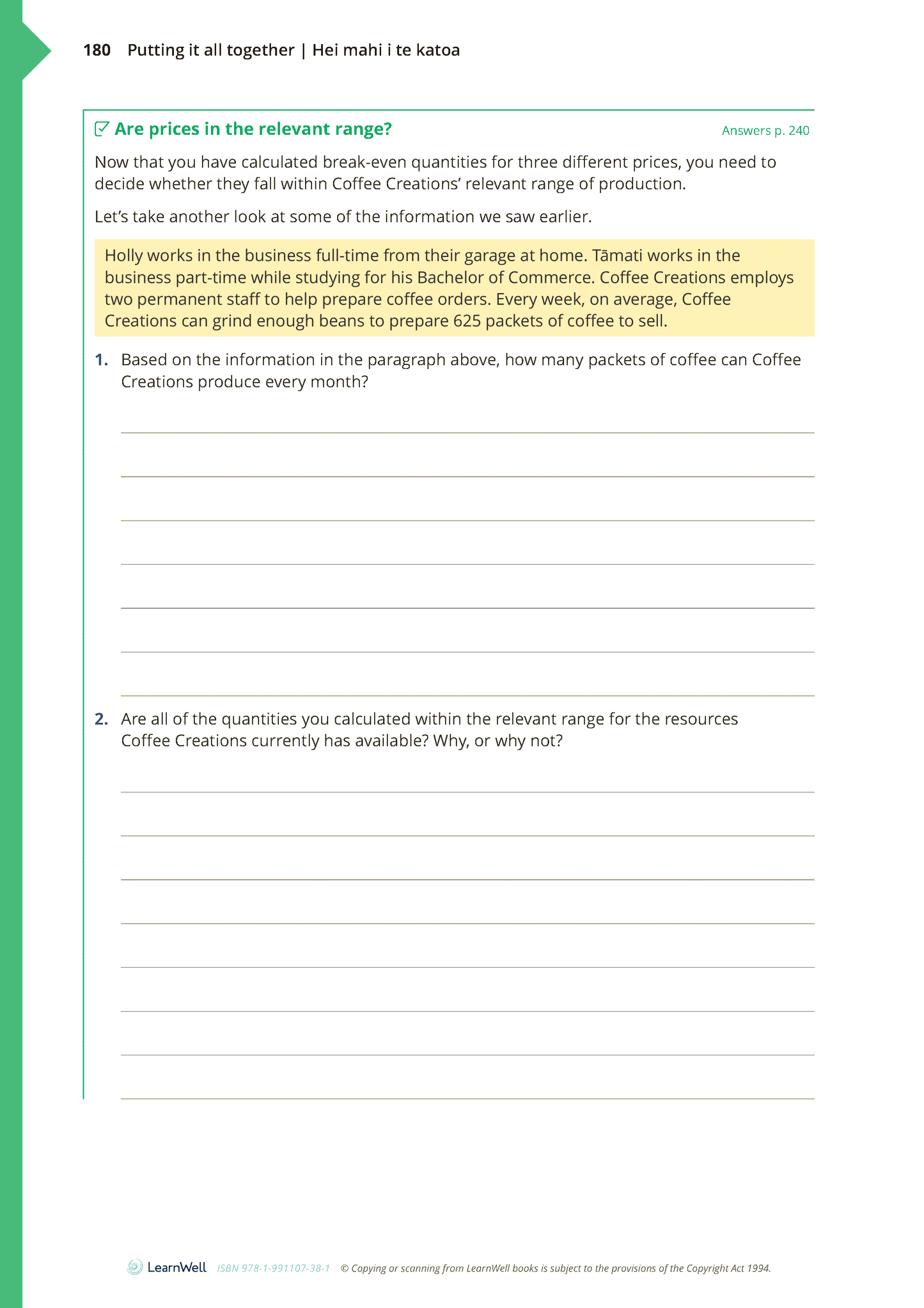 92029 Price Determination for an Organisation Learning Guide