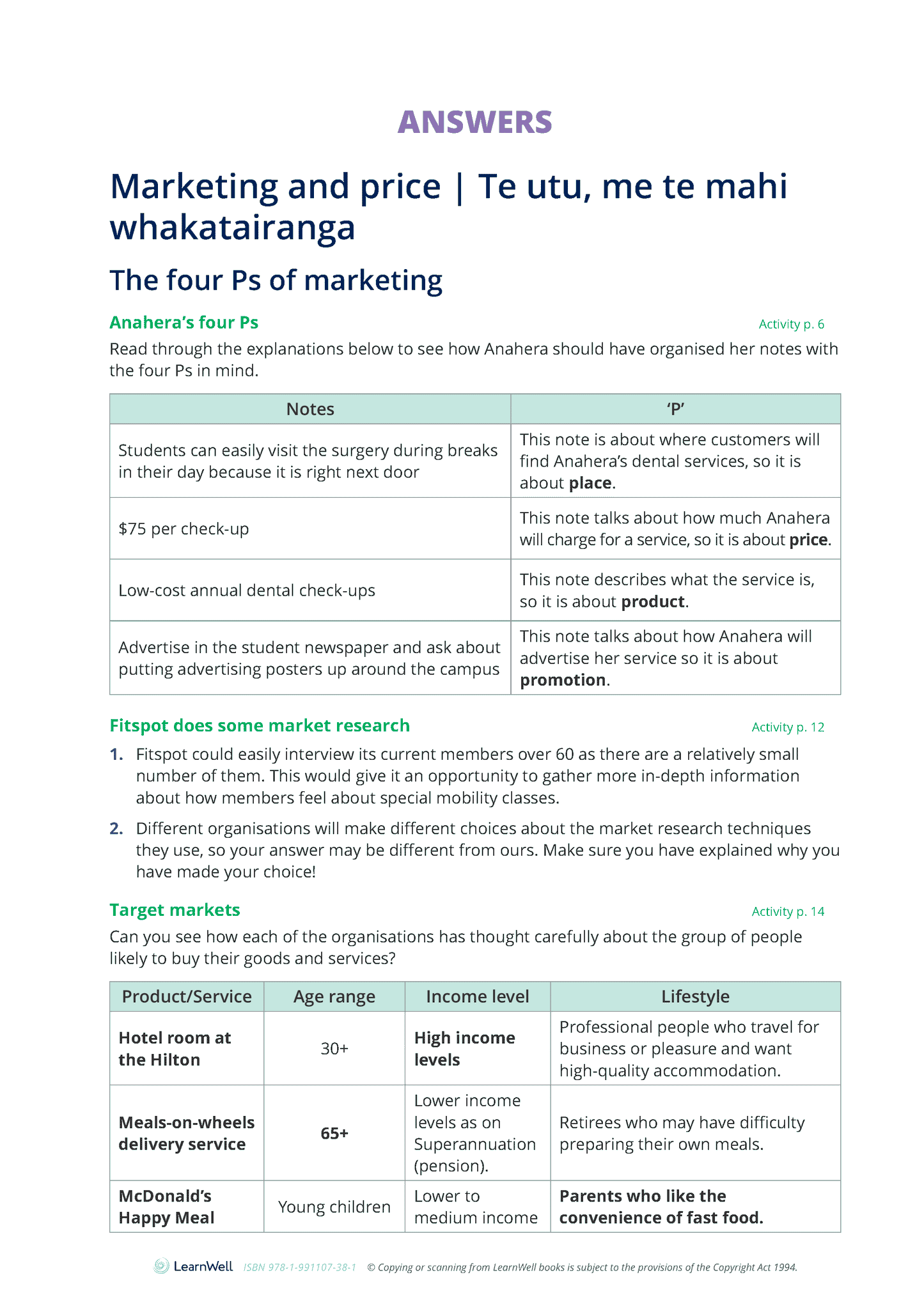 92029 Price Determination for an Organisation Learning Guide