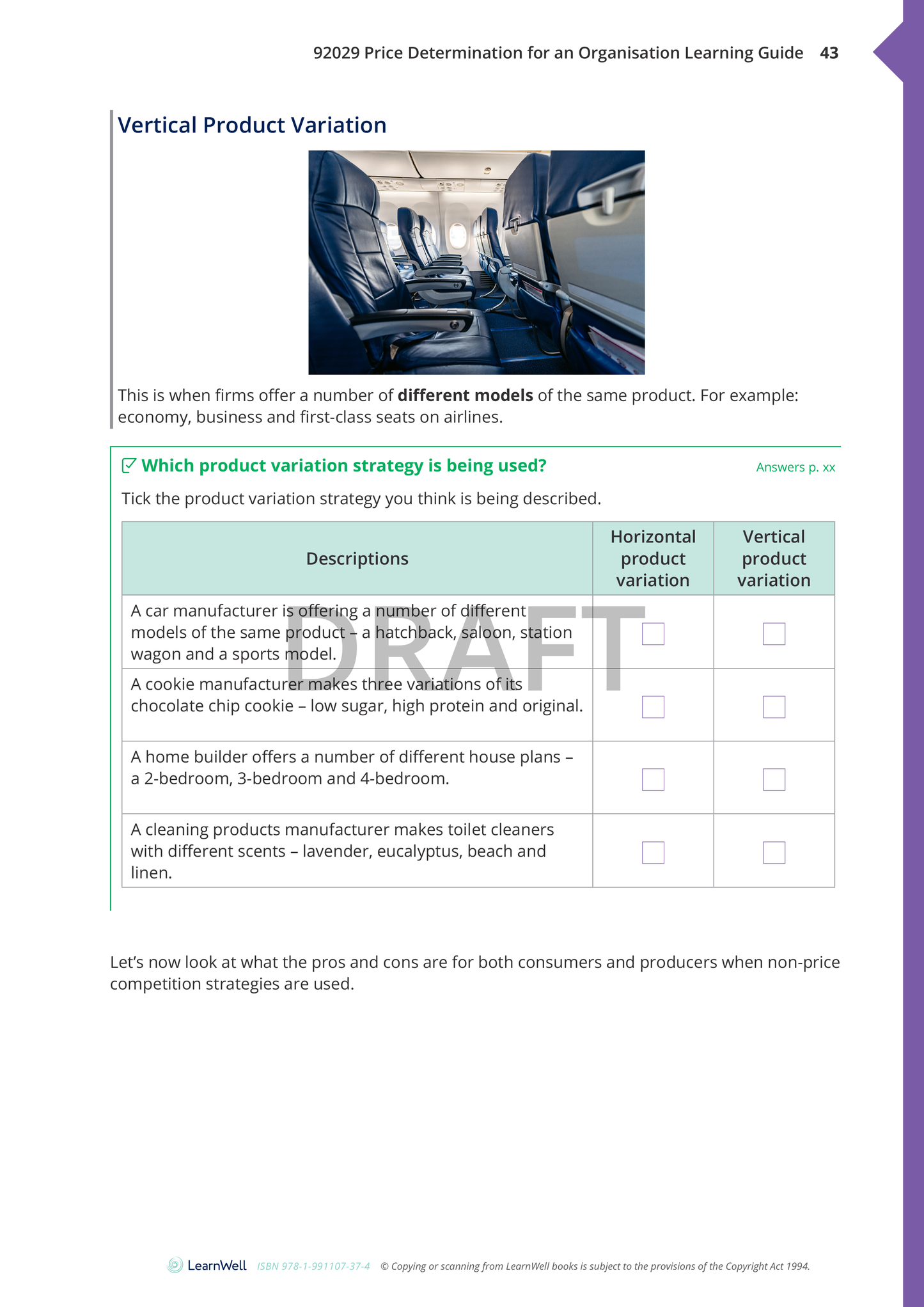 92029 Price Determination for an Organisation Learning Guide