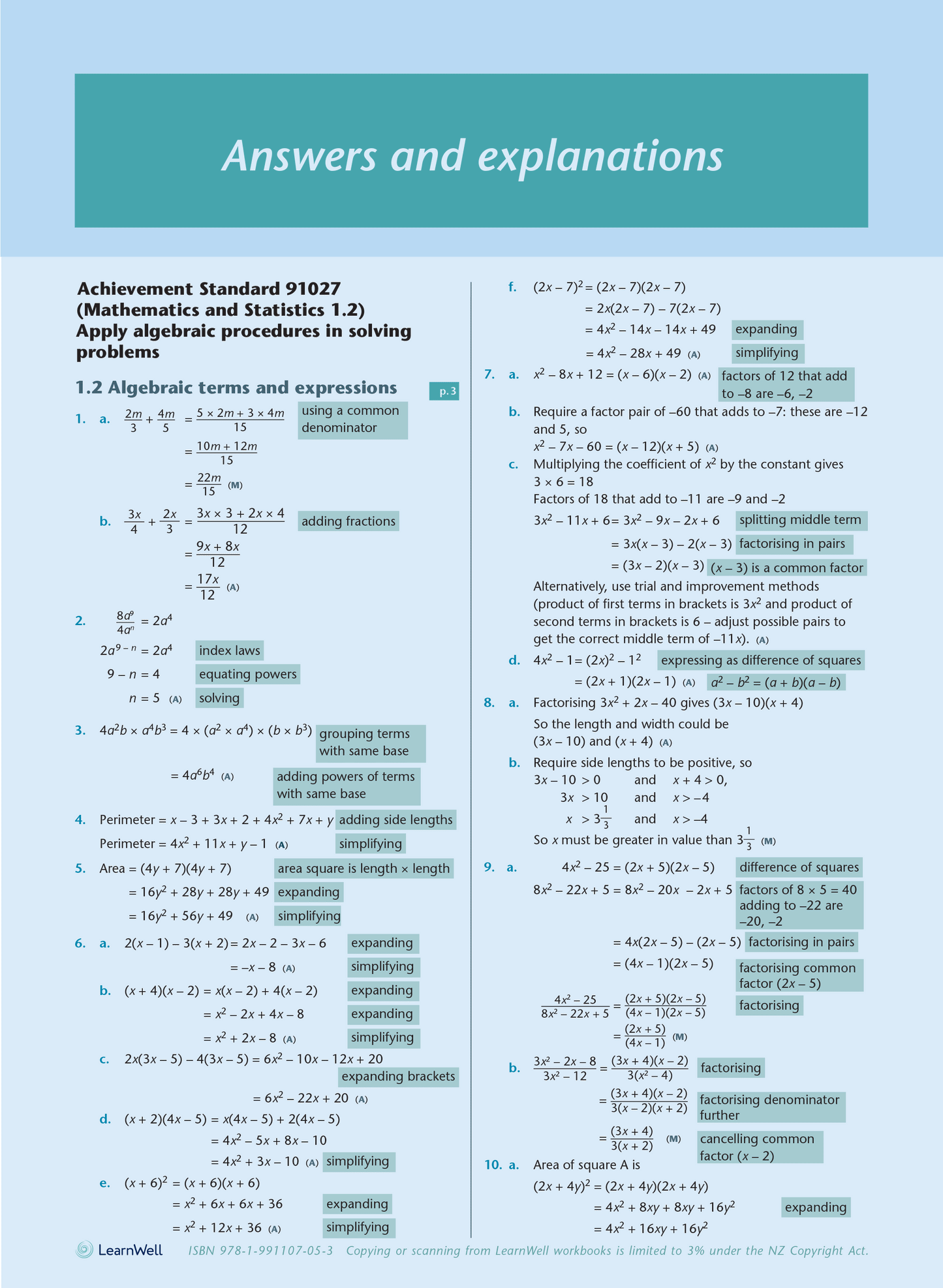 Level 1 Mathematics and Statistics AME Workbook